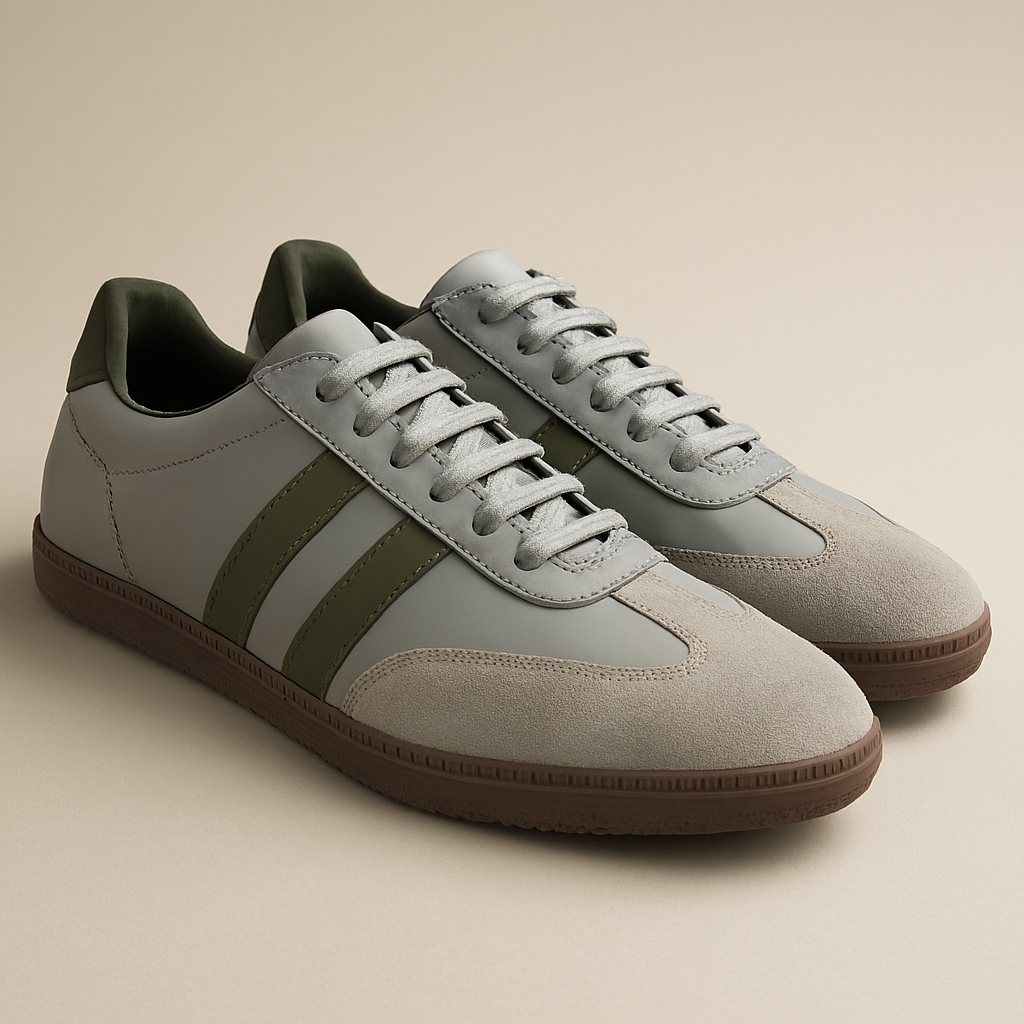 Modern Textured Stylish Sneaker (Grey & Green)