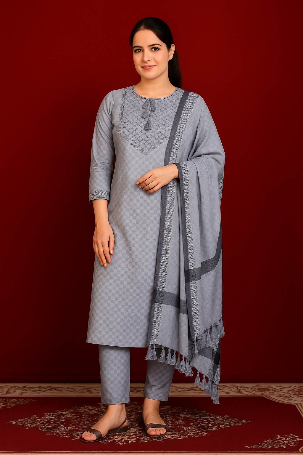 Kurti Pant Set – Elegant Cotton Ensemble with Dupatta