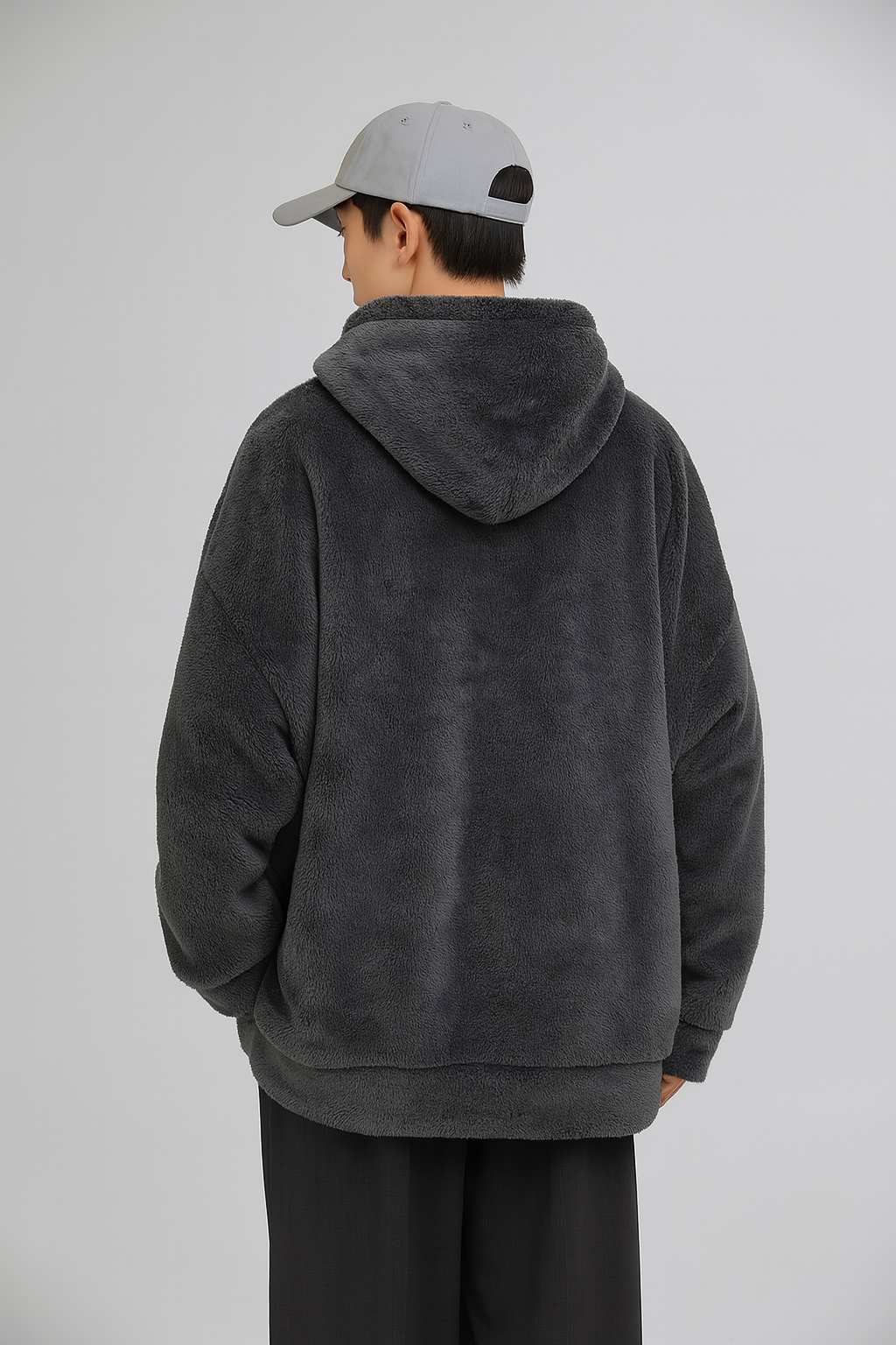 Men's Autumn & Winter Polar Fleece Solid Color Hooded Sweatshirt