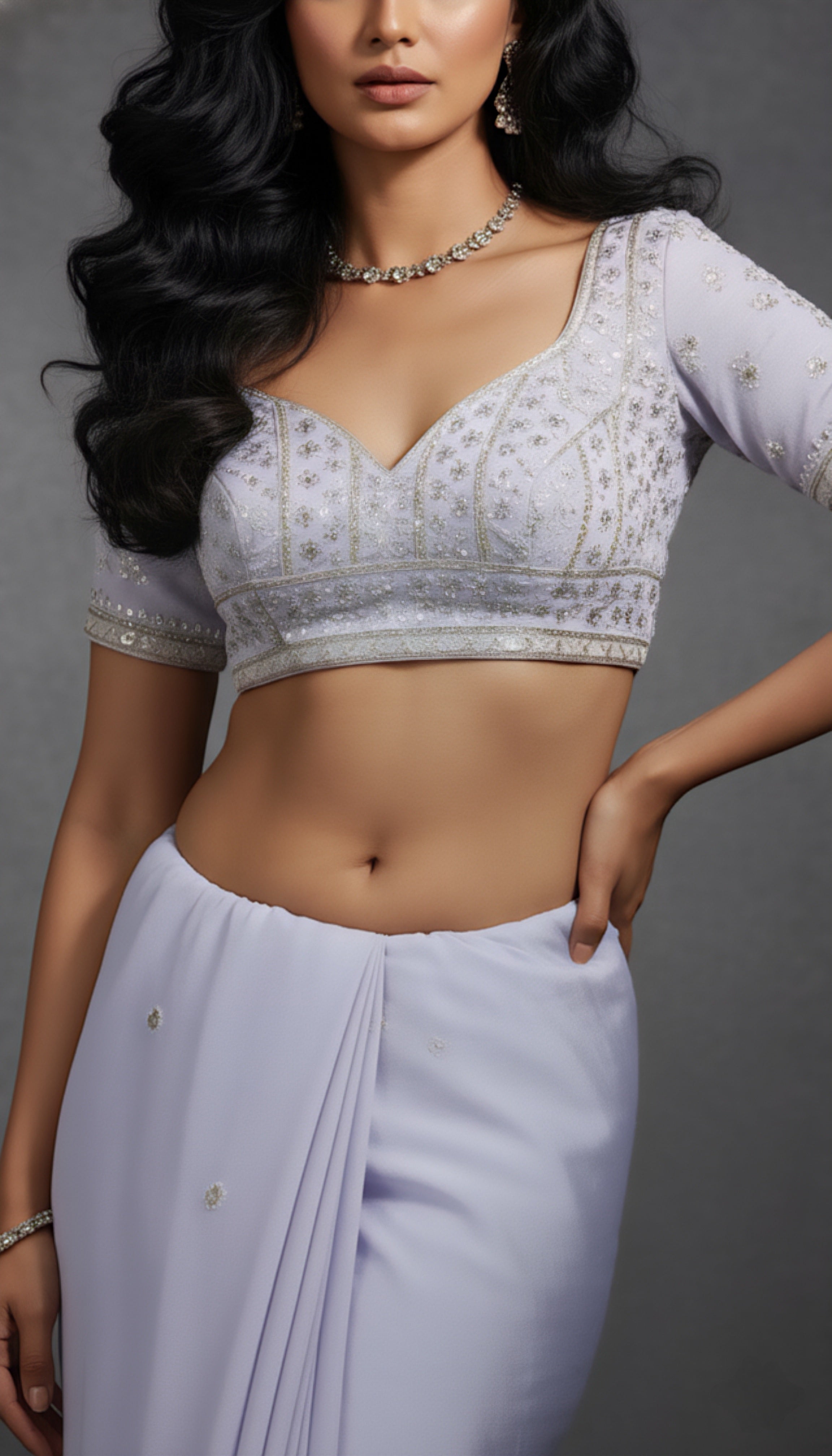 Graceful Sky Blue Tissue Saree with Handcrafted Sequin Detailing