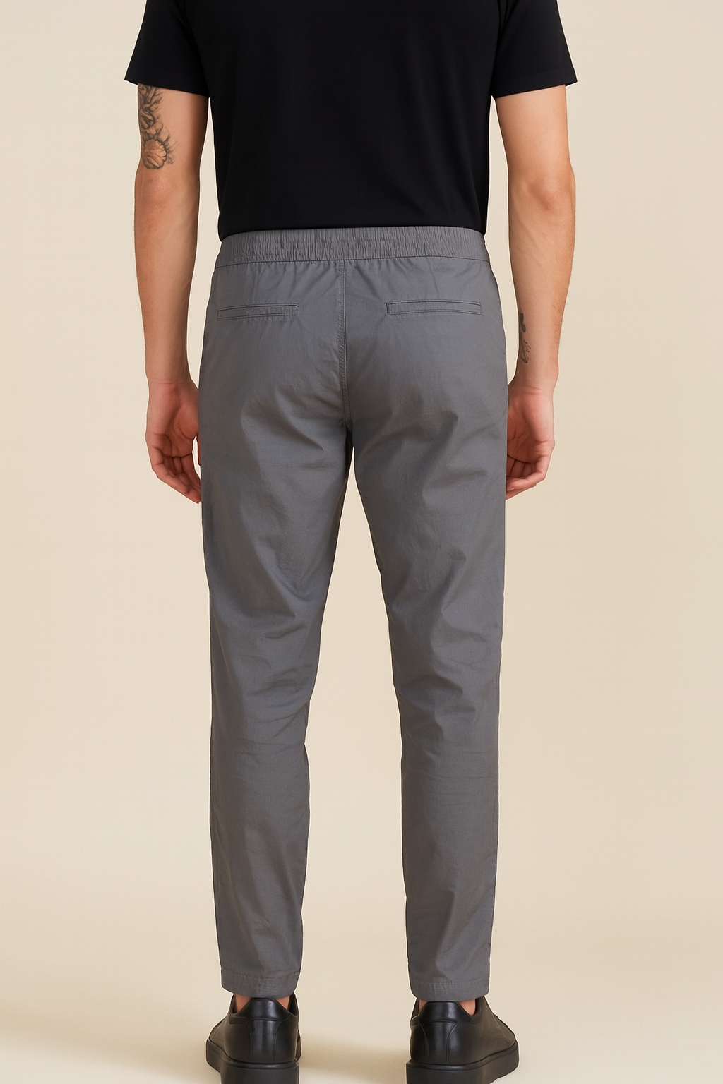 Grey Cotton Regular Fit Mid-Rise Flat-Front Trousers