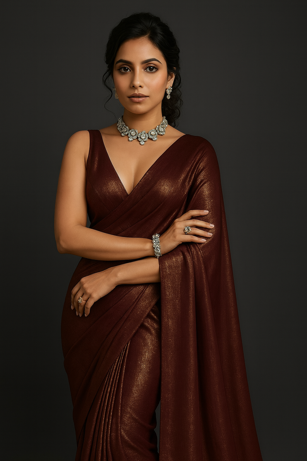 Majestic Purple Saree in Chiffon with Handcrafted Zari Work