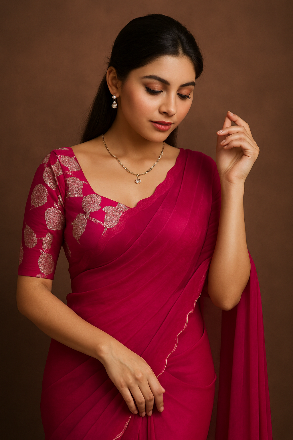 Elegant Georgette Saree with Embellished Blouse Piece