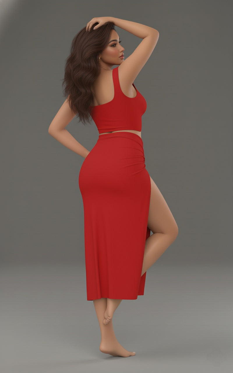 Scarlet Square-Neck Bodycon Midi Dress