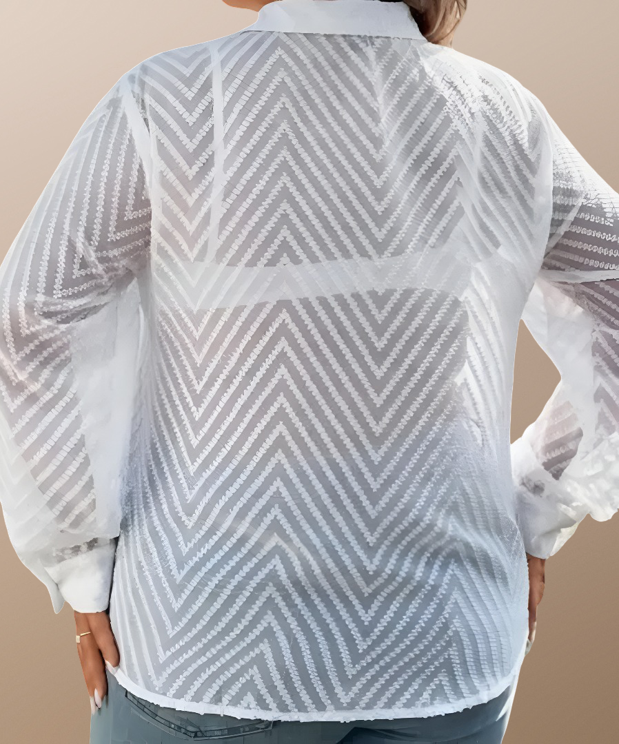White Full-Sleeve Designer Shirt for Women