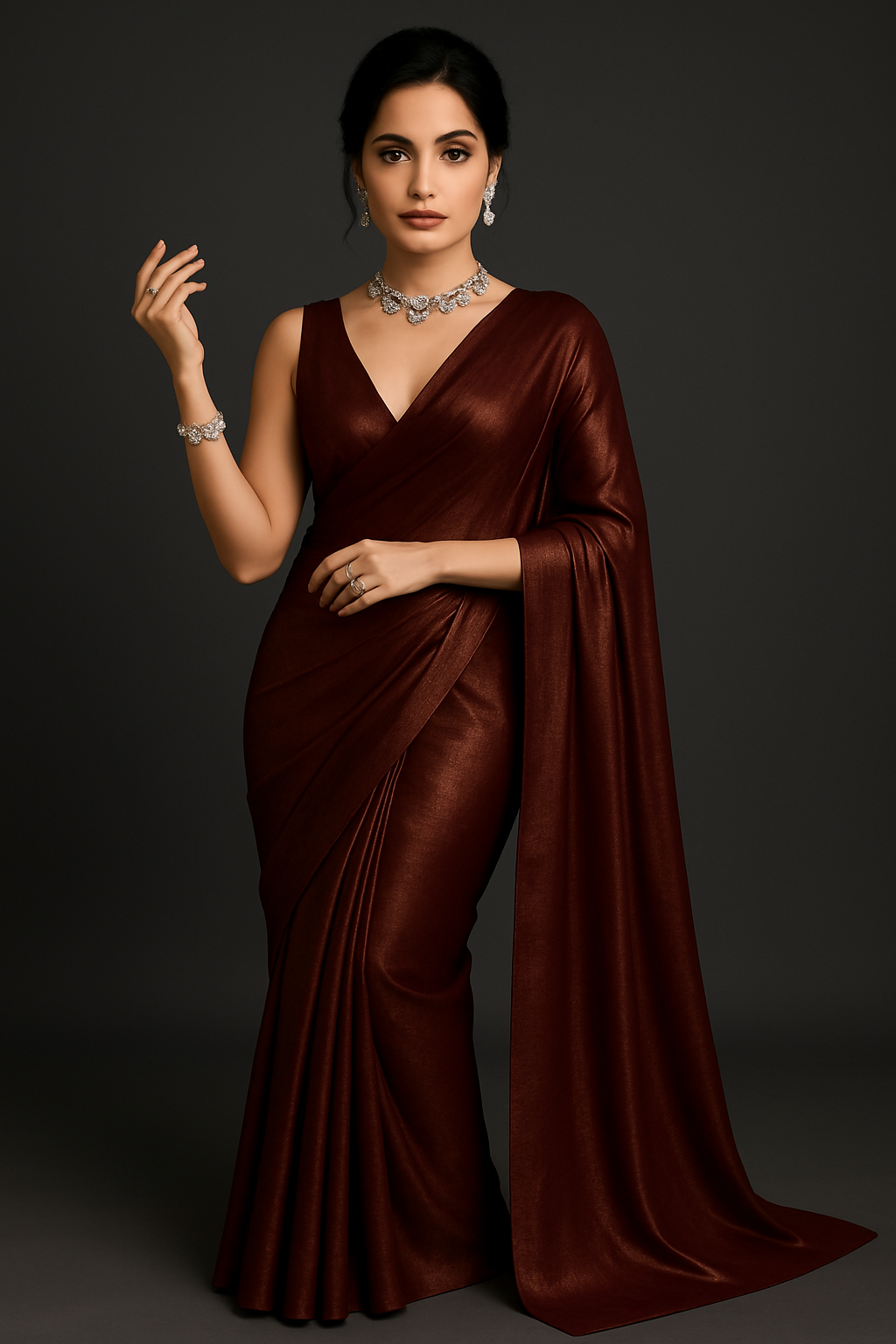 Majestic Purple Saree in Chiffon with Handcrafted Zari Work