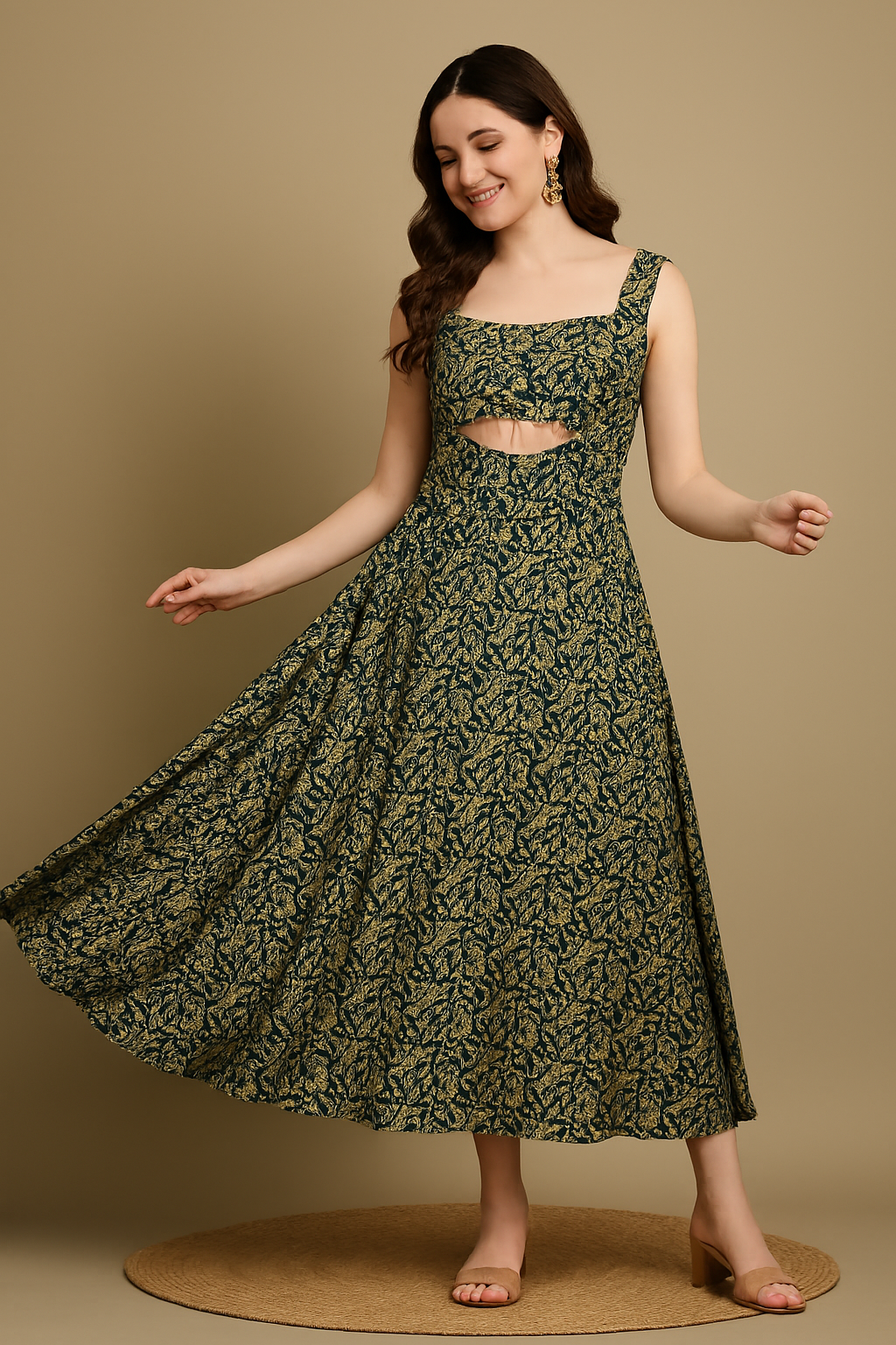 Elevated Embroidered Crepe Maxi Dress