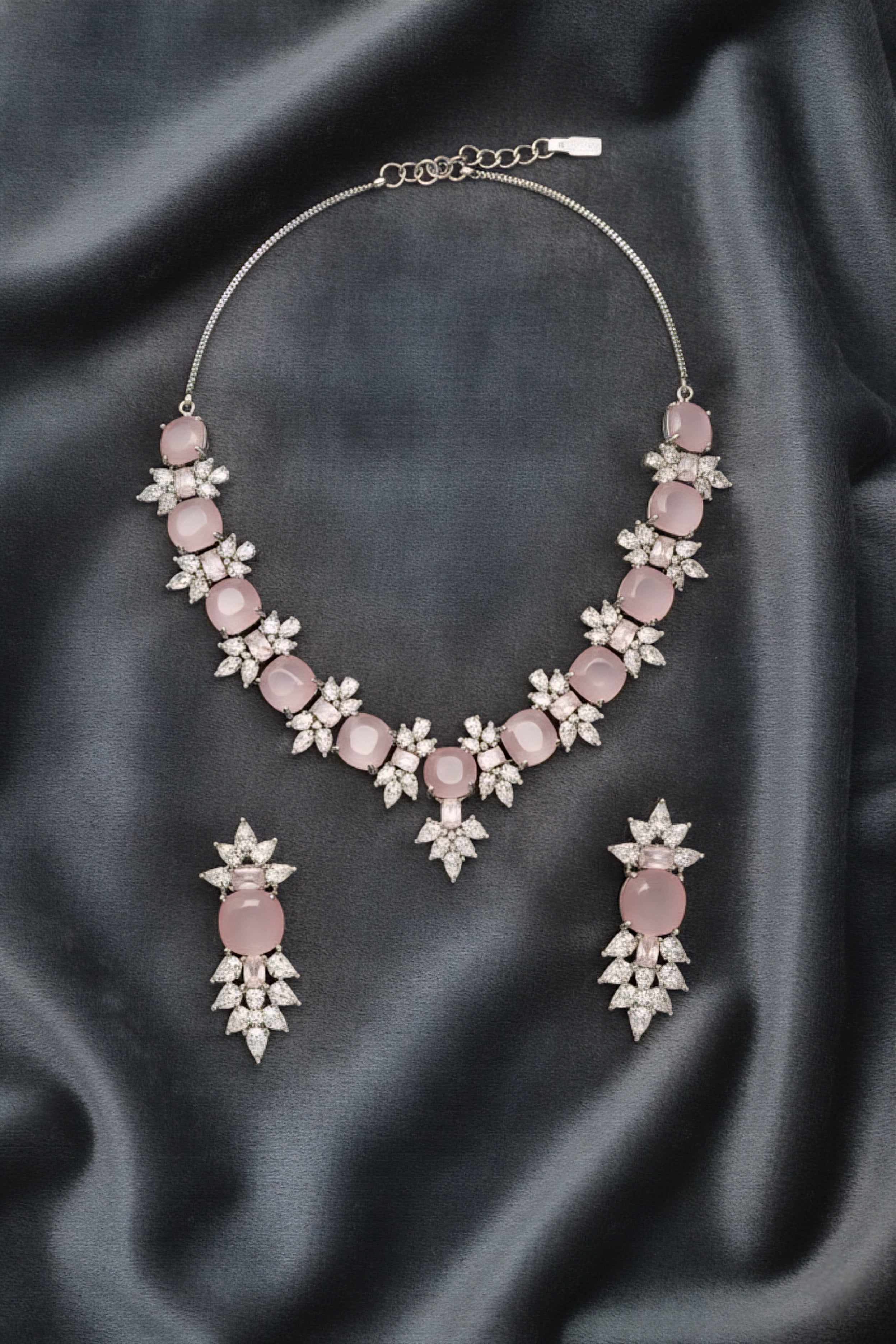 Premium Silver-Plated American Diamond Jewellery Set