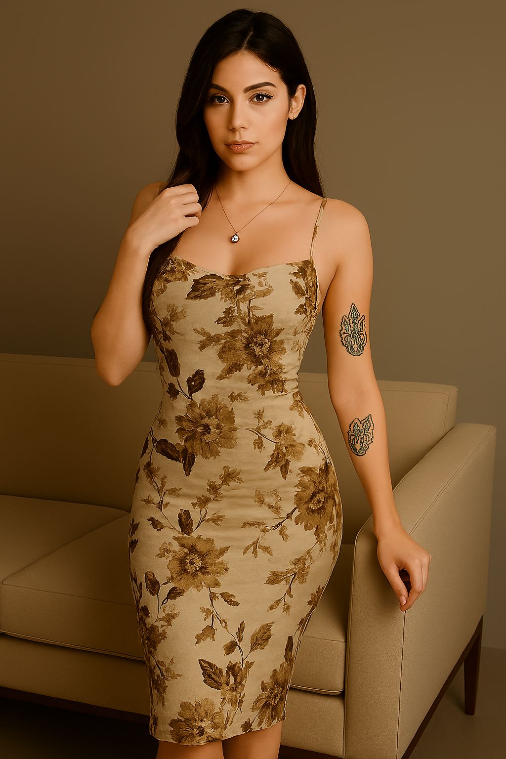 Women’s Vintage Spagheti Strap Floral Maxi Dress | Satin Slip | Backless Design