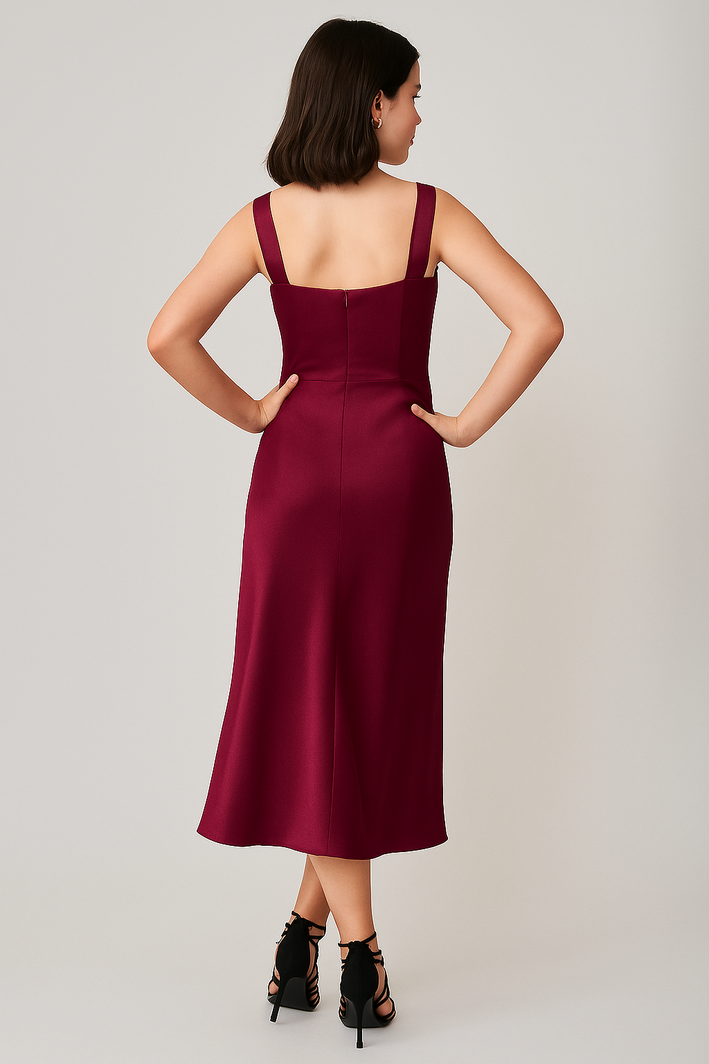 Magenta Satin Silk Maxi Dress with Cowl Neck