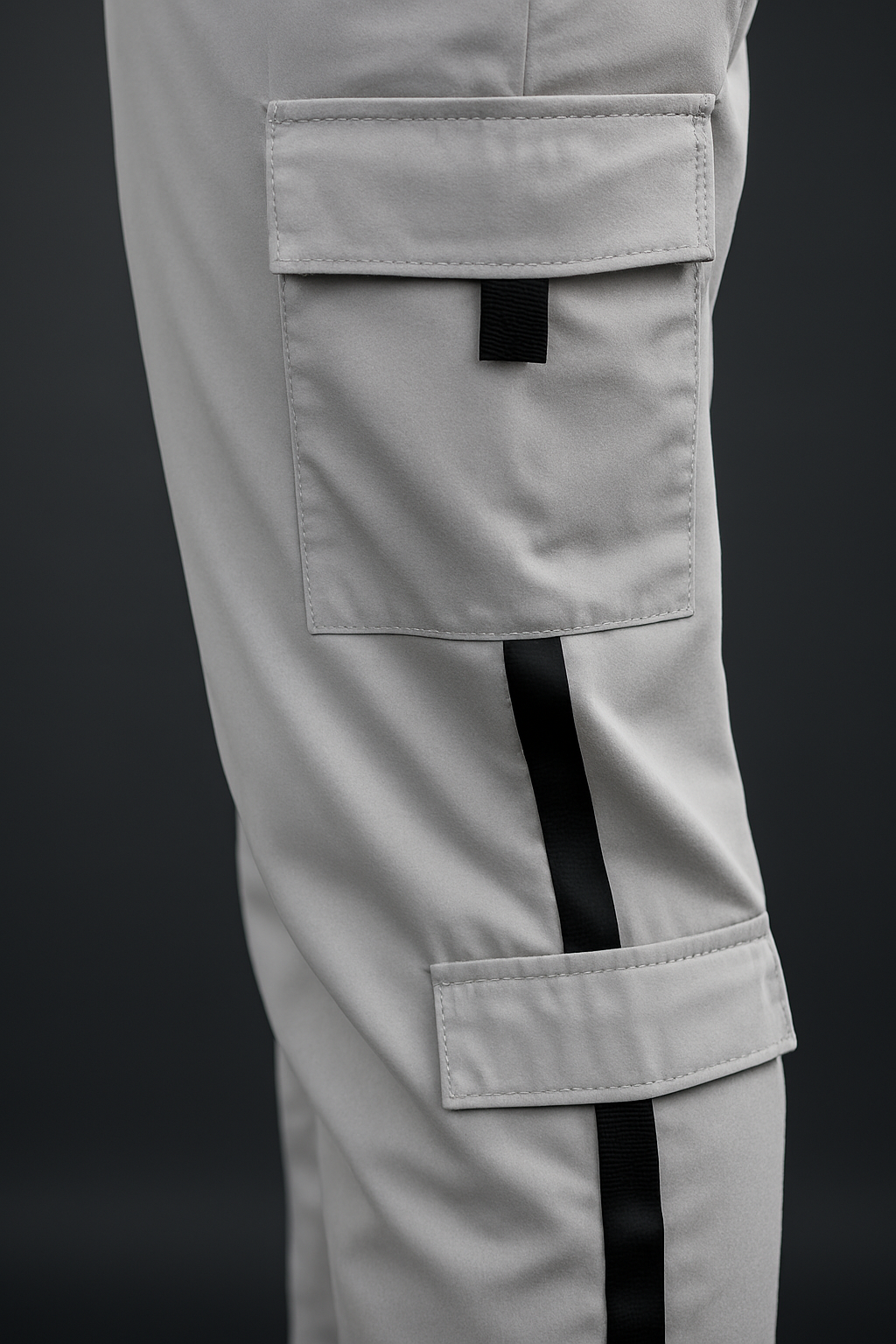 Men’s Grey Cargo Track Pants with Utility Pockets