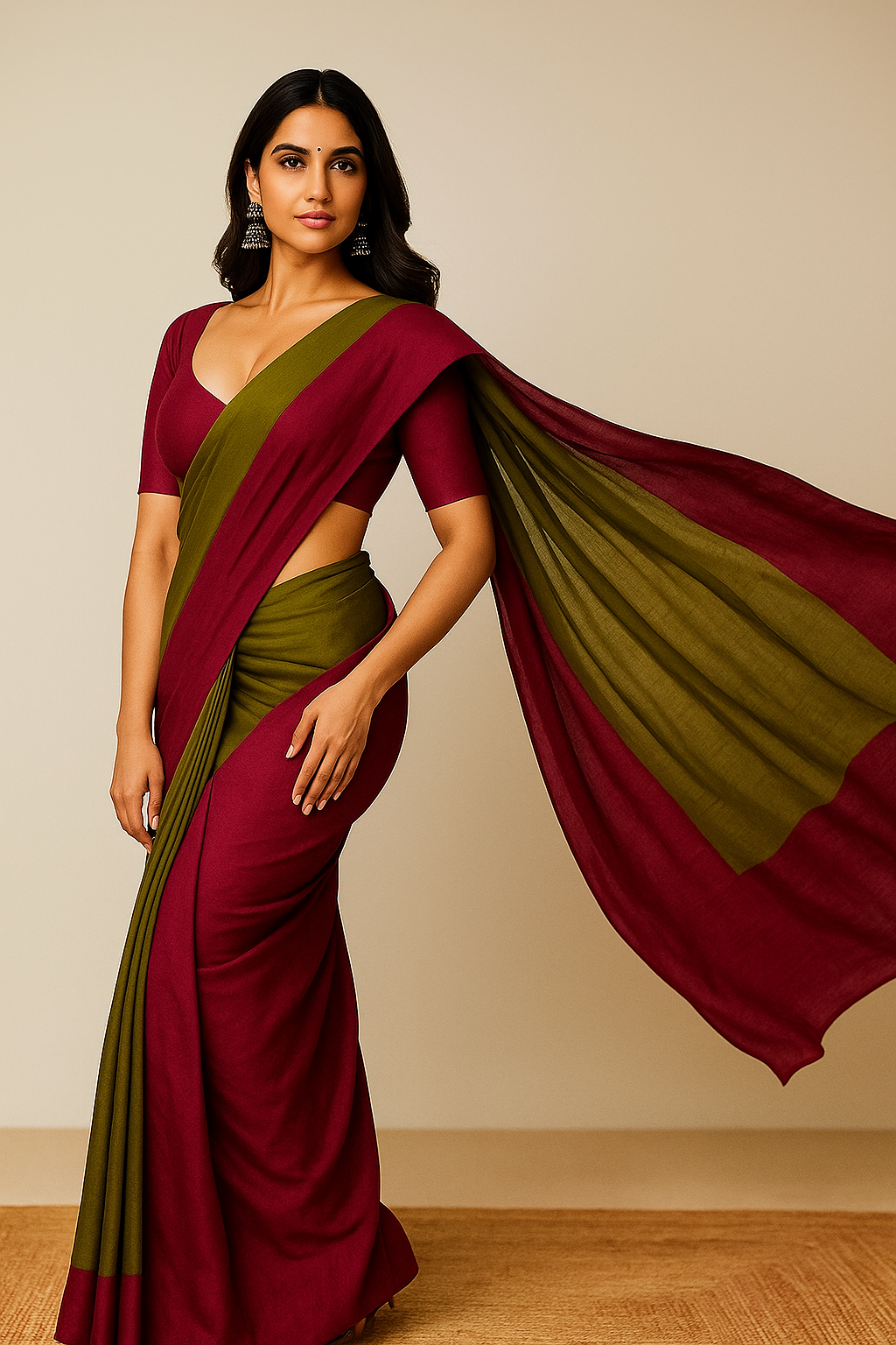 Handcrafted Khadi Cotton Saree with Stitched Blouse