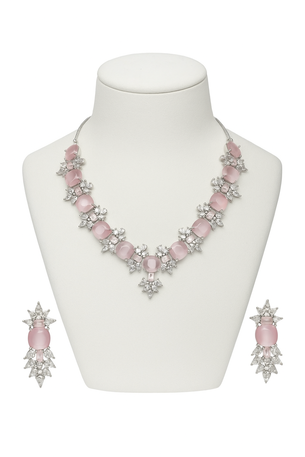 Premium Silver-Plated American Diamond Jewellery Set