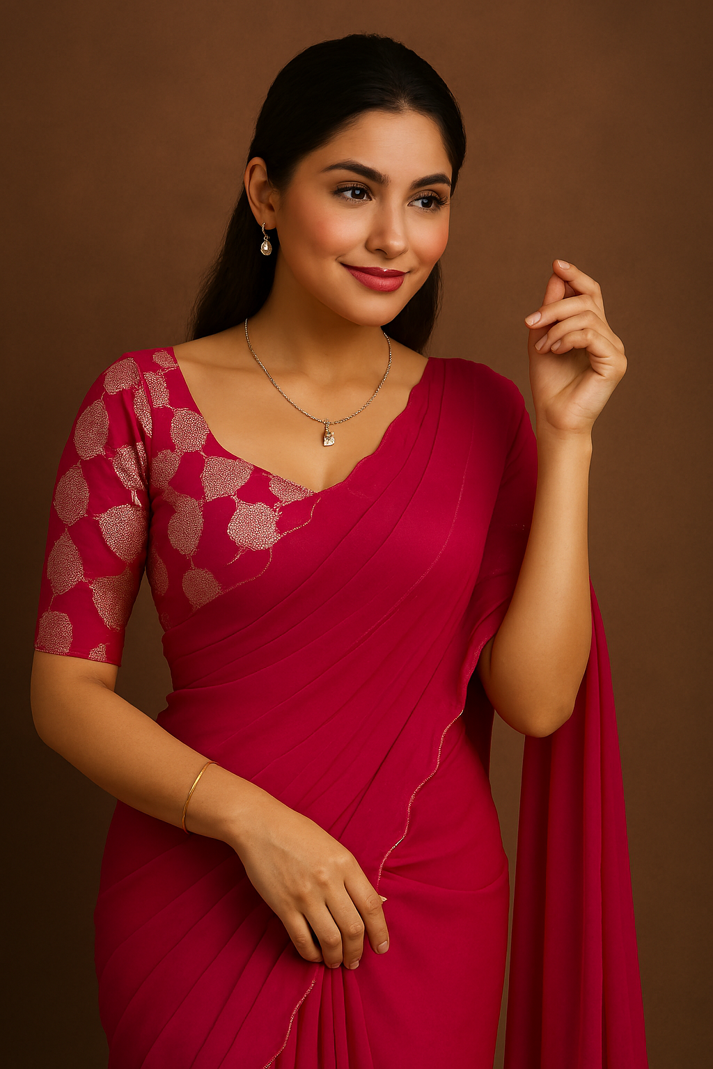 Elegant Georgette Saree with Embellished Blouse Piece