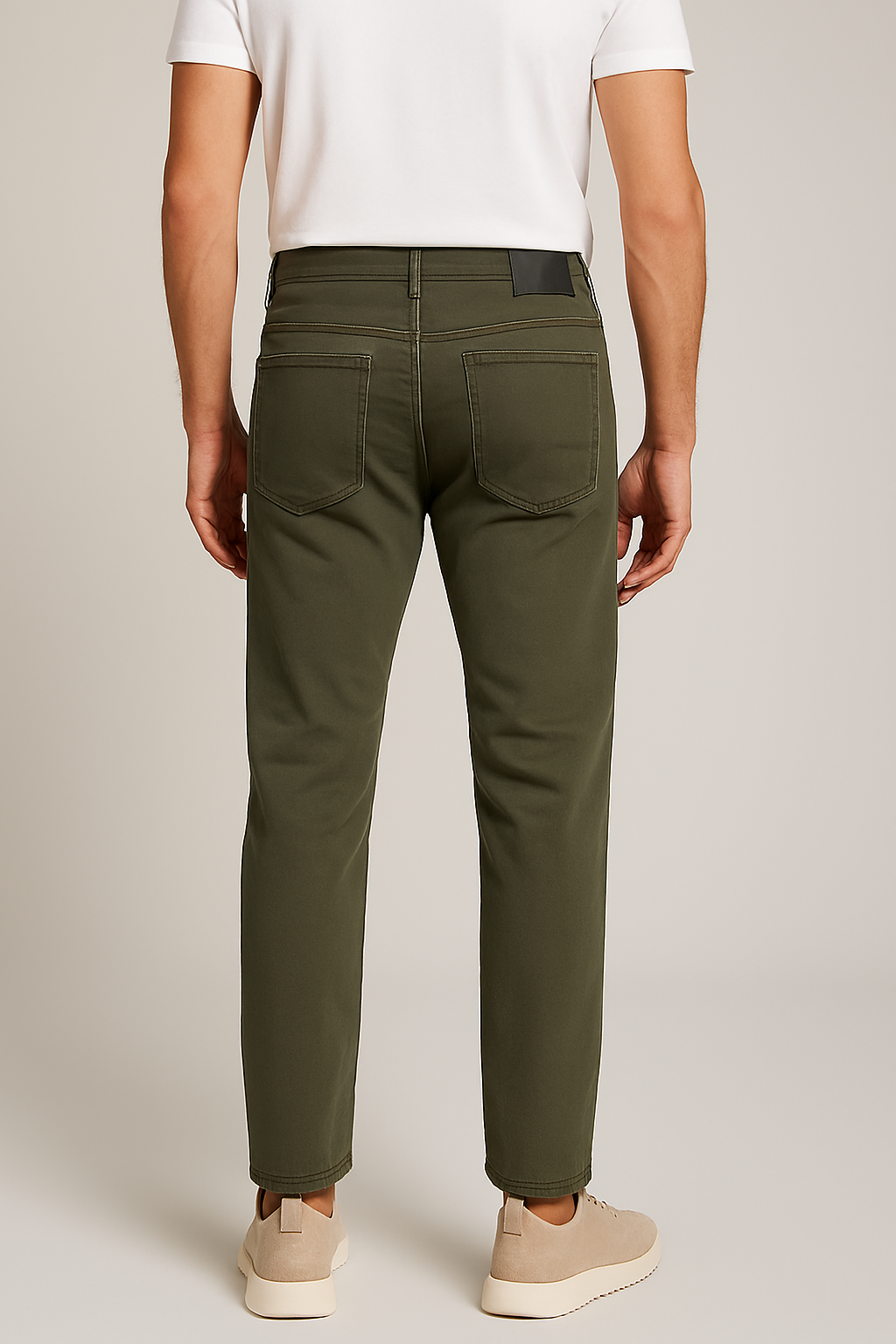 Men’s Olive Green Slim-Fit Casual Jeans