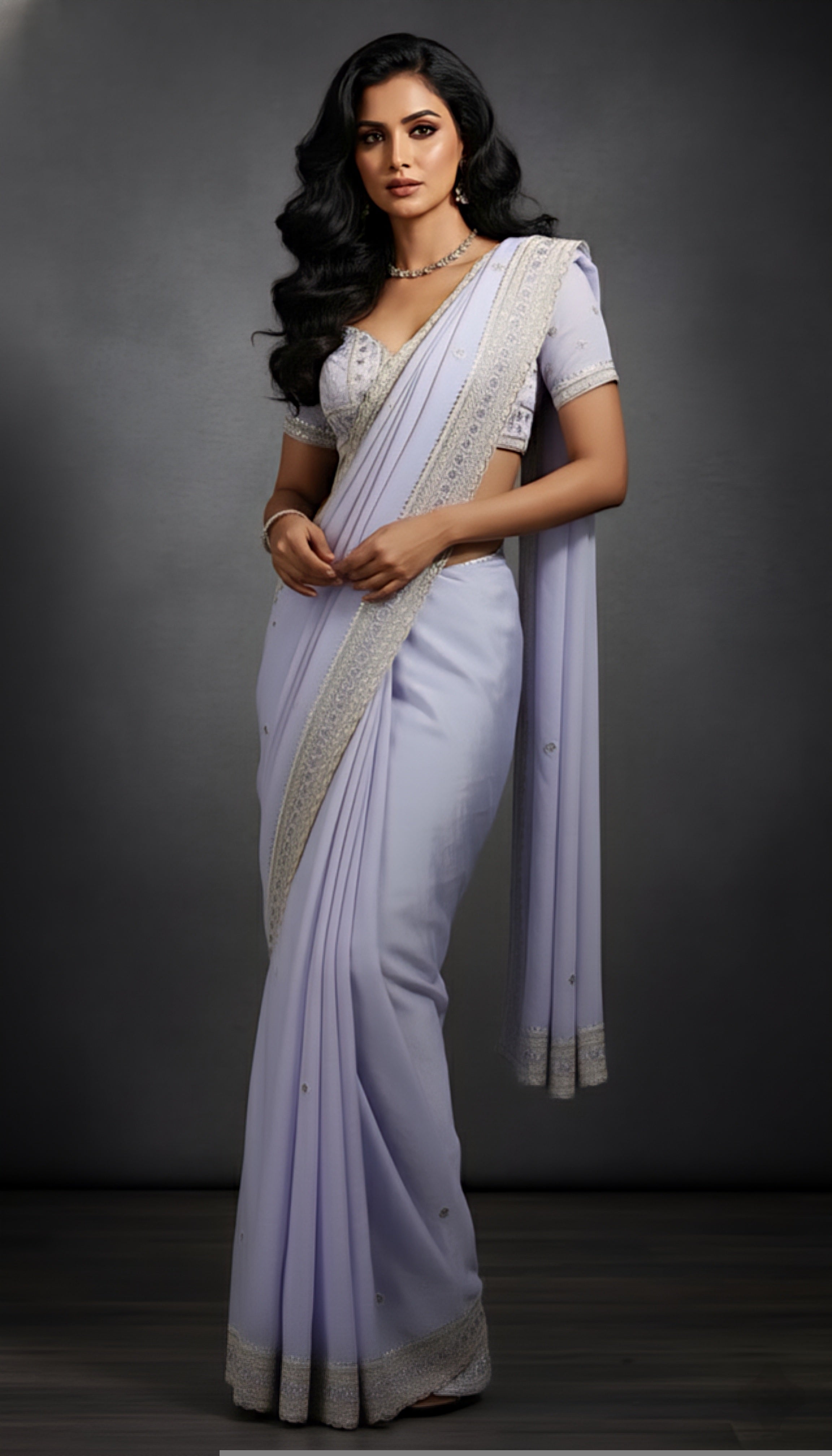 Graceful Sky Blue Tissue Saree with Handcrafted Sequin Detailing