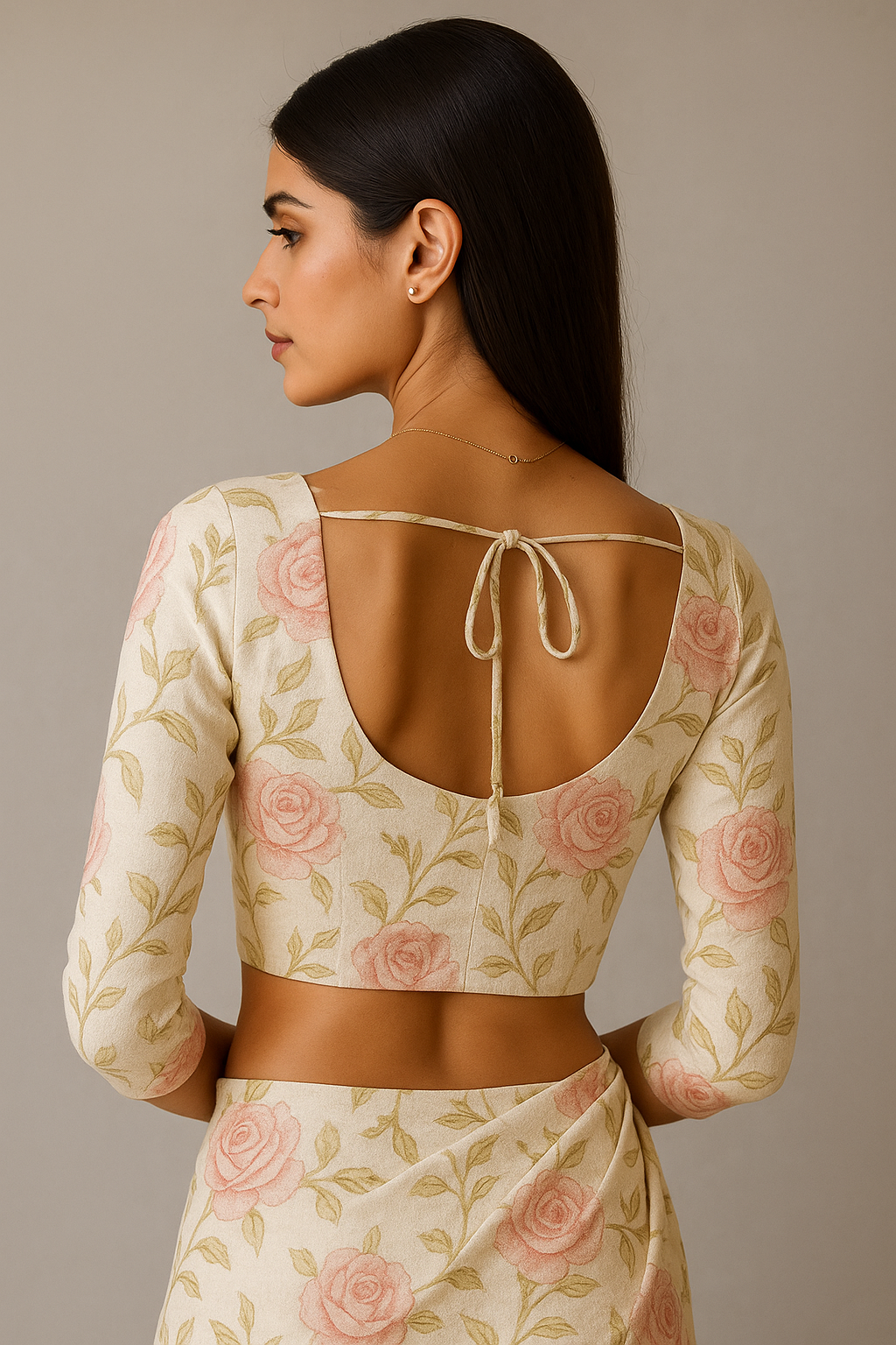 Ethereal Bloom – White & Green Georgette Saree with Gota Embellishment