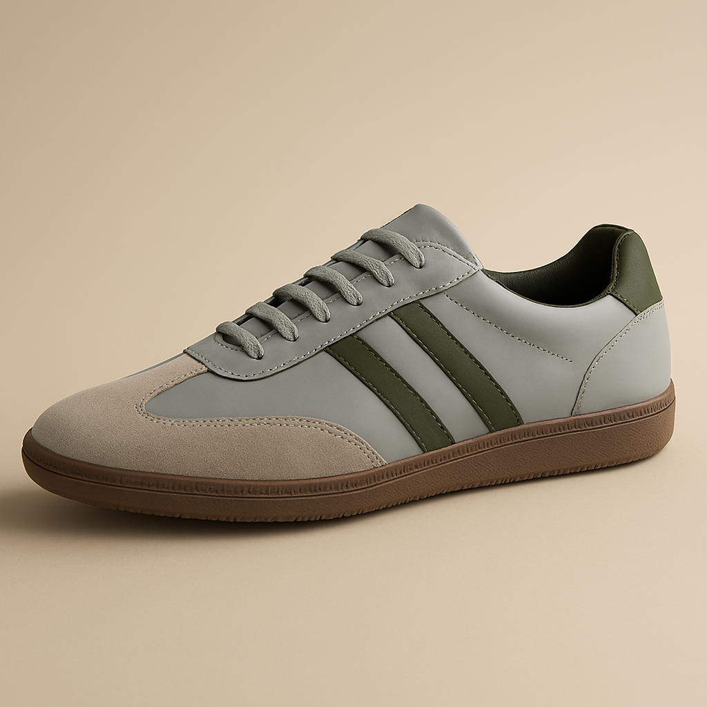Modern Textured Stylish Sneaker (Grey & Green)