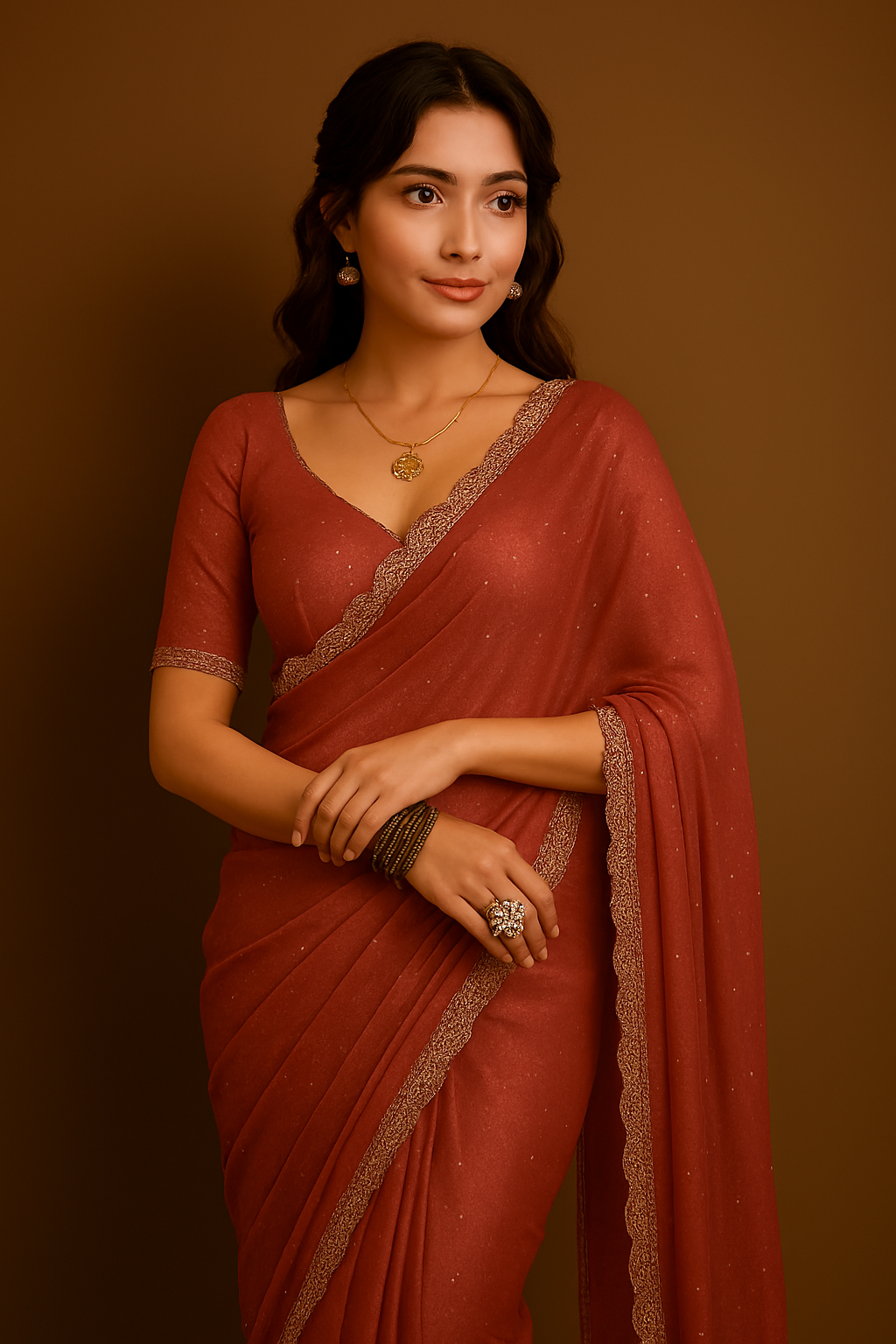 Premium Organza Saree with Sirosky Embellished Border – Green Edition