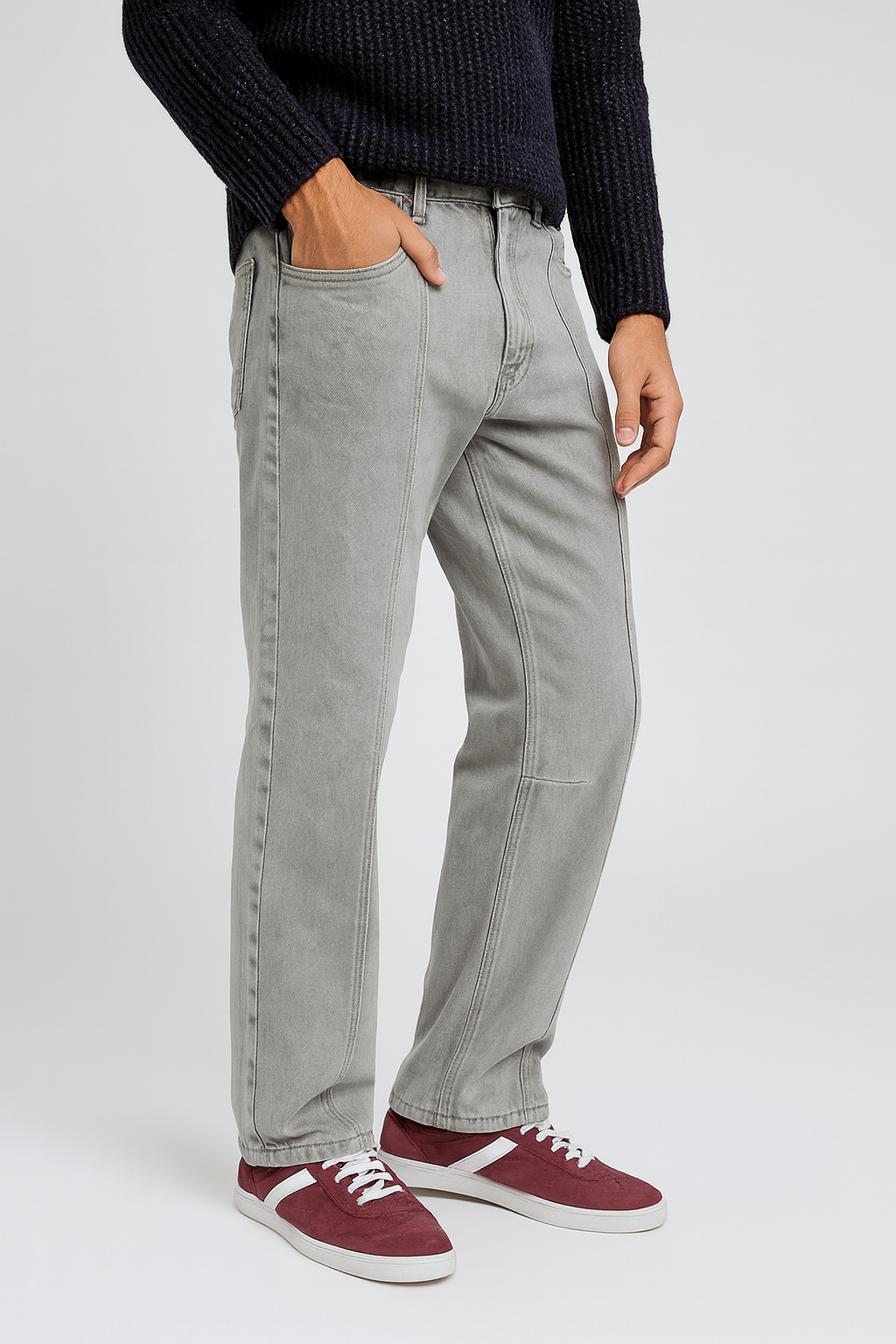 Everyday Baggy Fit Jeans with Clean Stitch Detailing