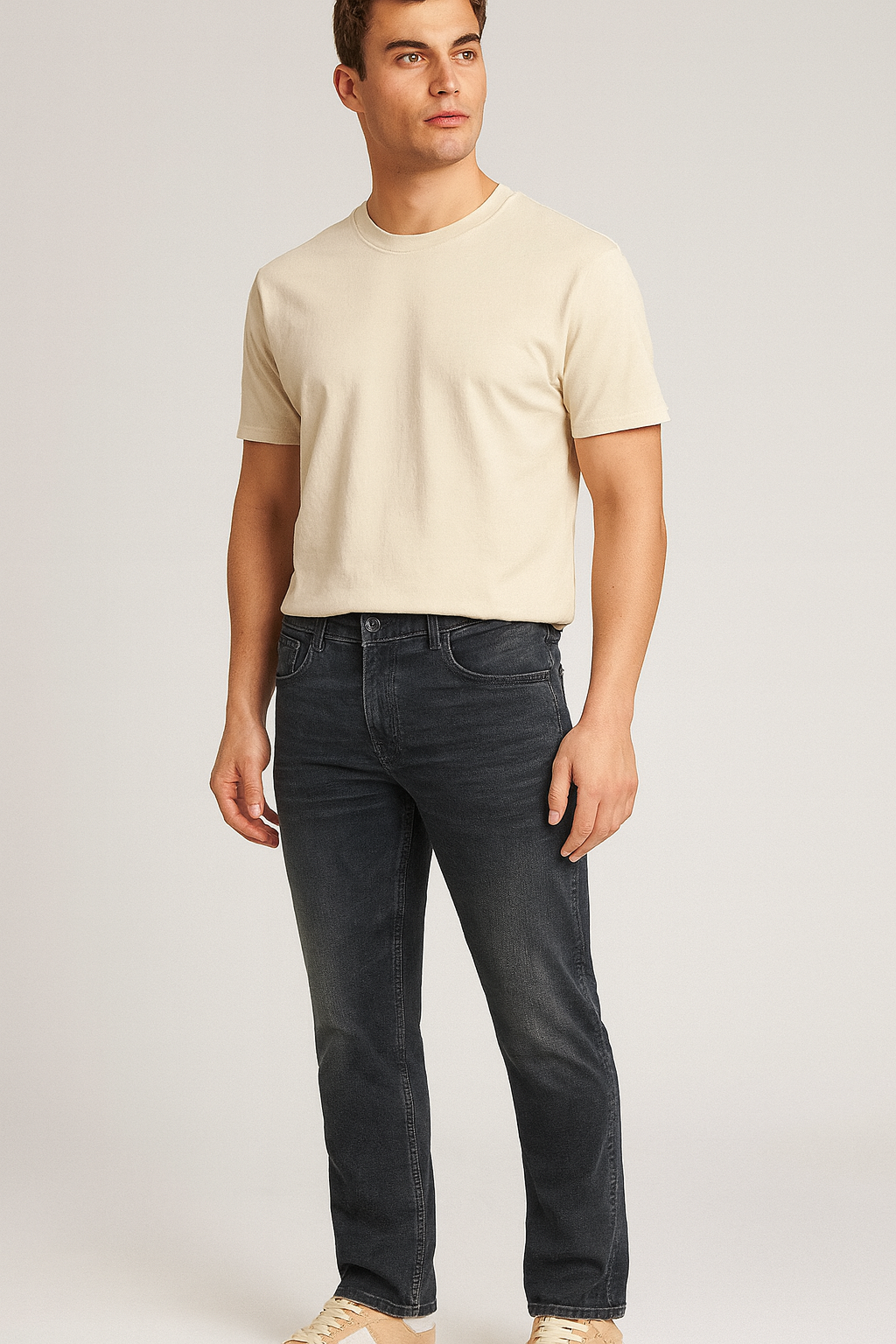 Dark Wash Straight Fit Stretch Jeans for Men