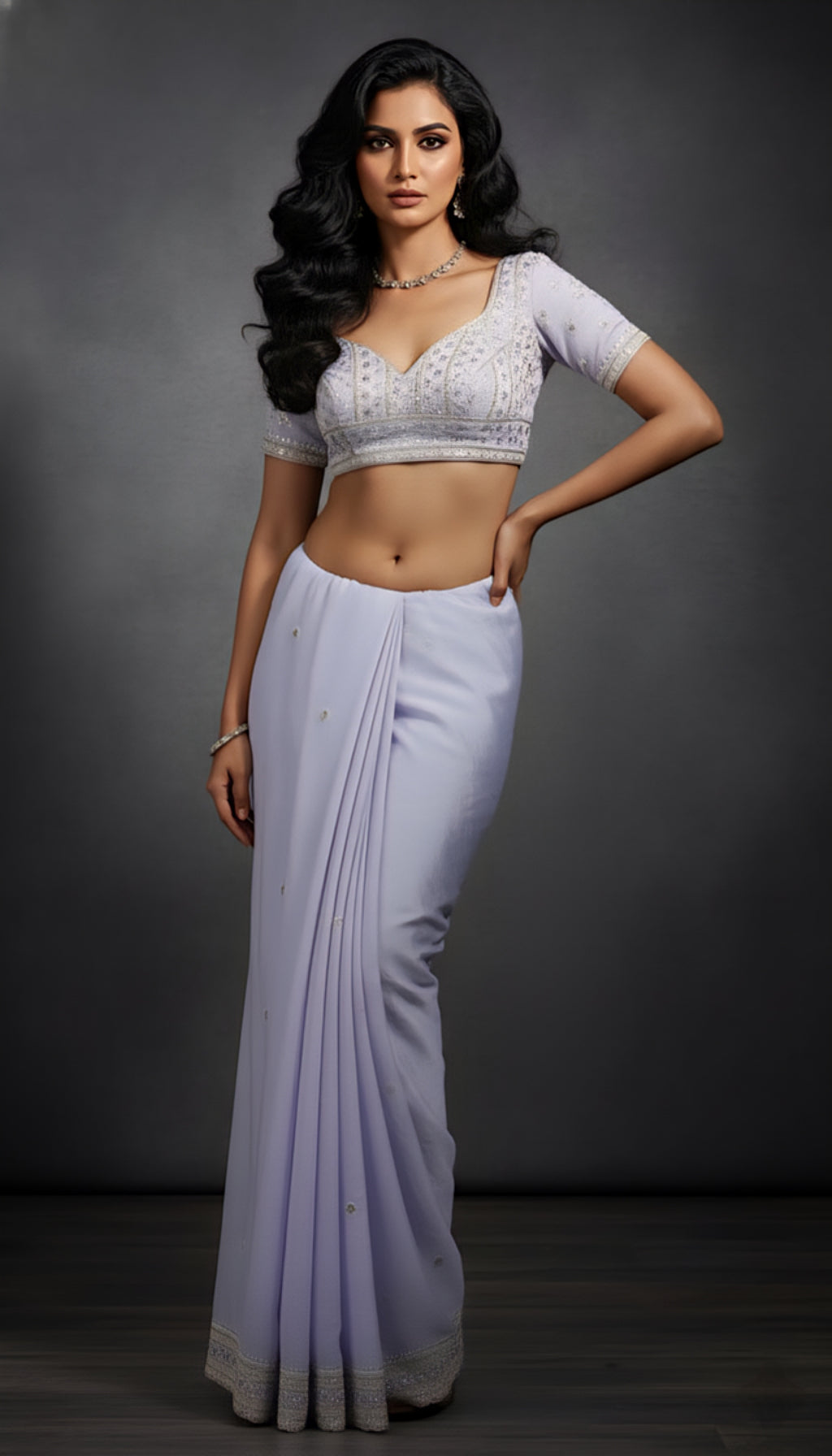 Graceful Sky Blue Tissue Saree with Handcrafted Sequin Detailing