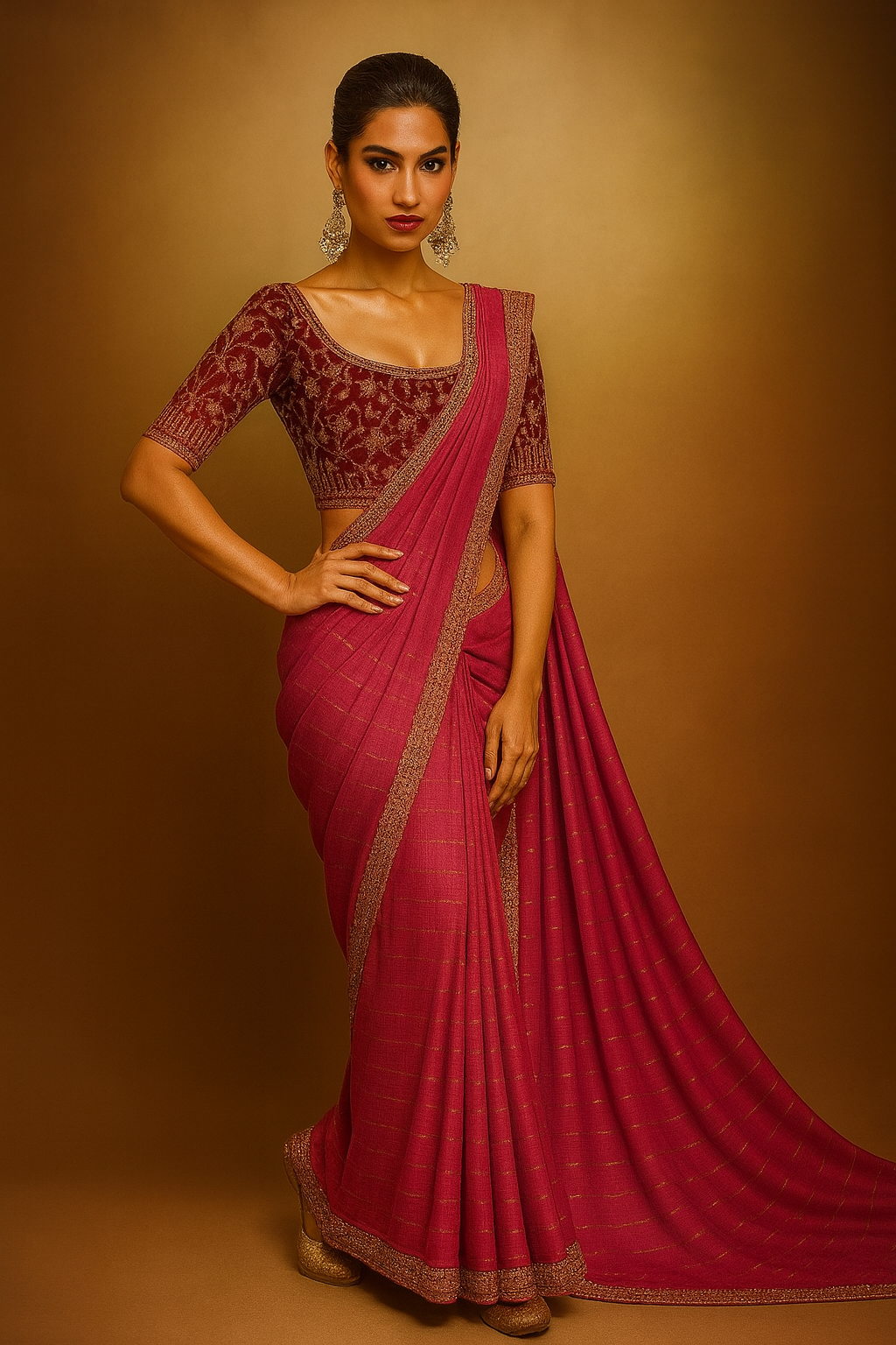 Elegant Pink Pure Georgette Designer Saree with Embroidered Border