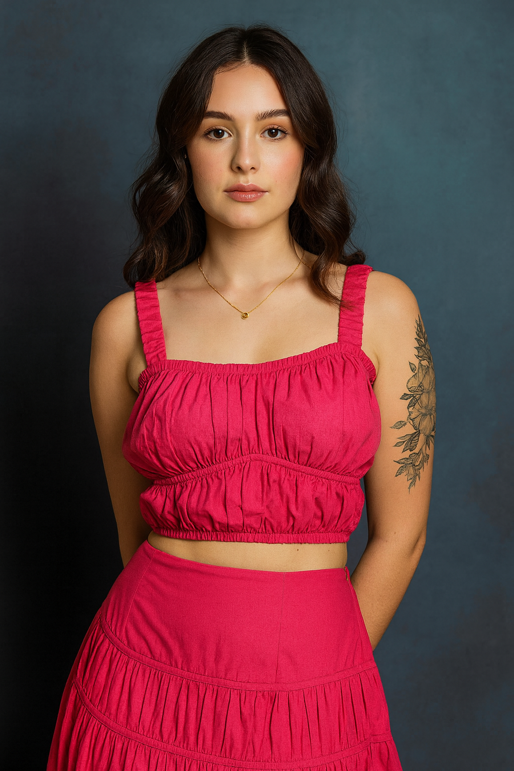 Blush Pink Cotton Co-ord Set (Top & Skirt)