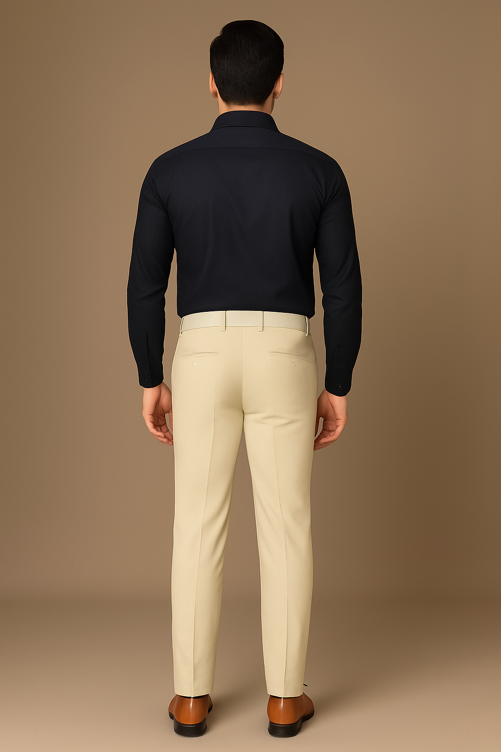 Men's Premium Formal Cream Trousers – Regular Fit Cotton Blend