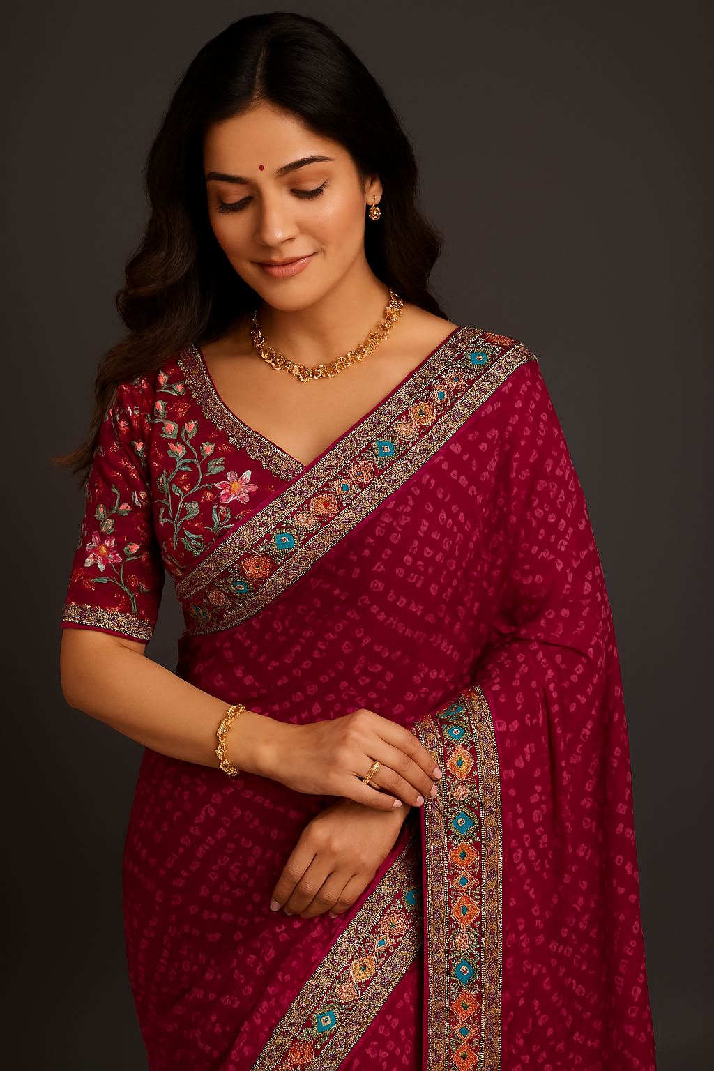 Bandhani Pure Georgette saree