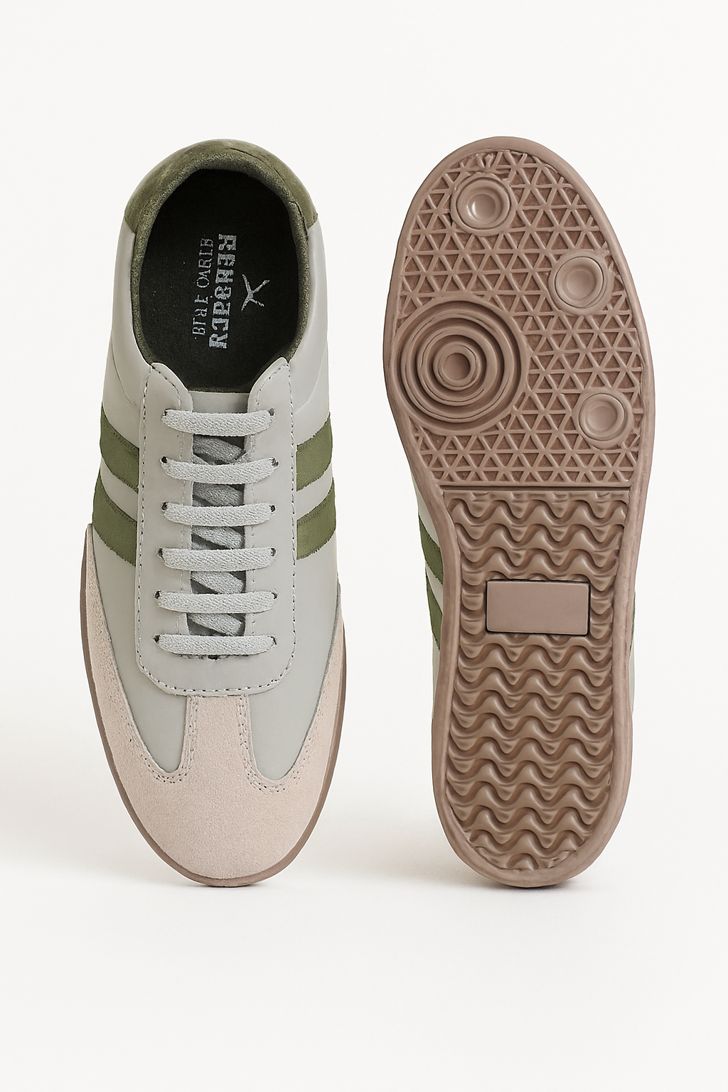 Modern Textured Stylish Sneaker (Grey & Green)