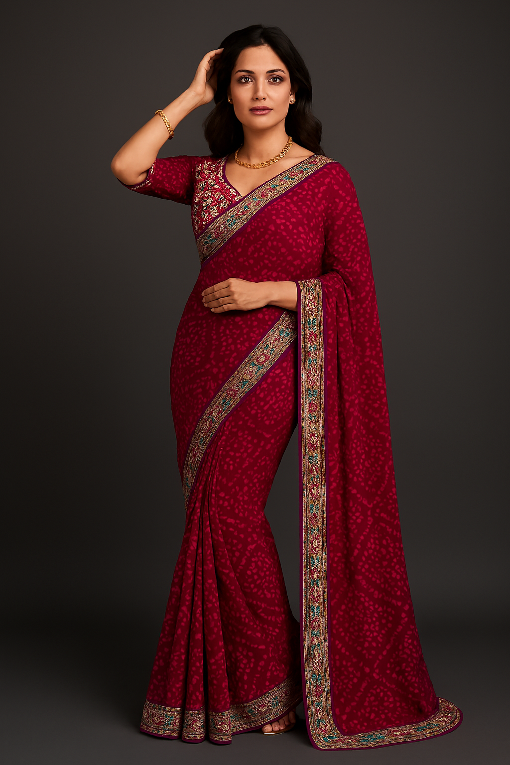 Bandhani Pure Georgette saree