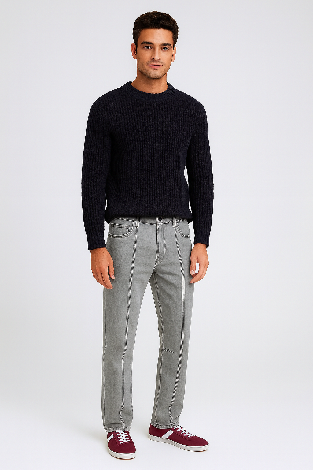 Everyday Baggy Fit Jeans with Clean Stitch Detailing