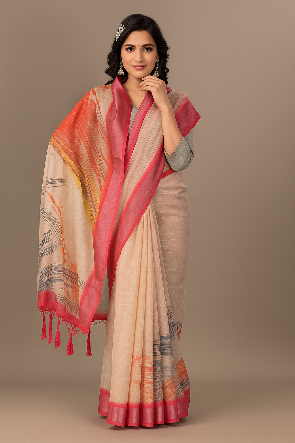 Selara’s Soft Touch – Linen Elegance Saree