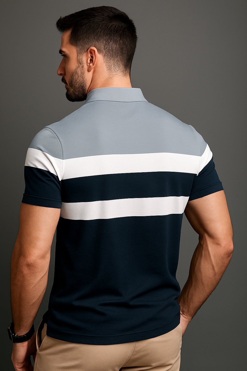 Men’s Colorblocked Polo T-Shirt – Half Sleeve