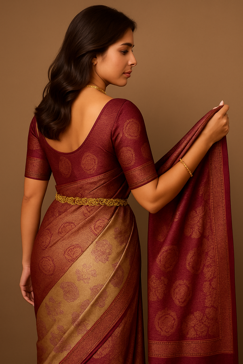 Royal Woven Dharmavaram Saree in Gold with Zari Detailing