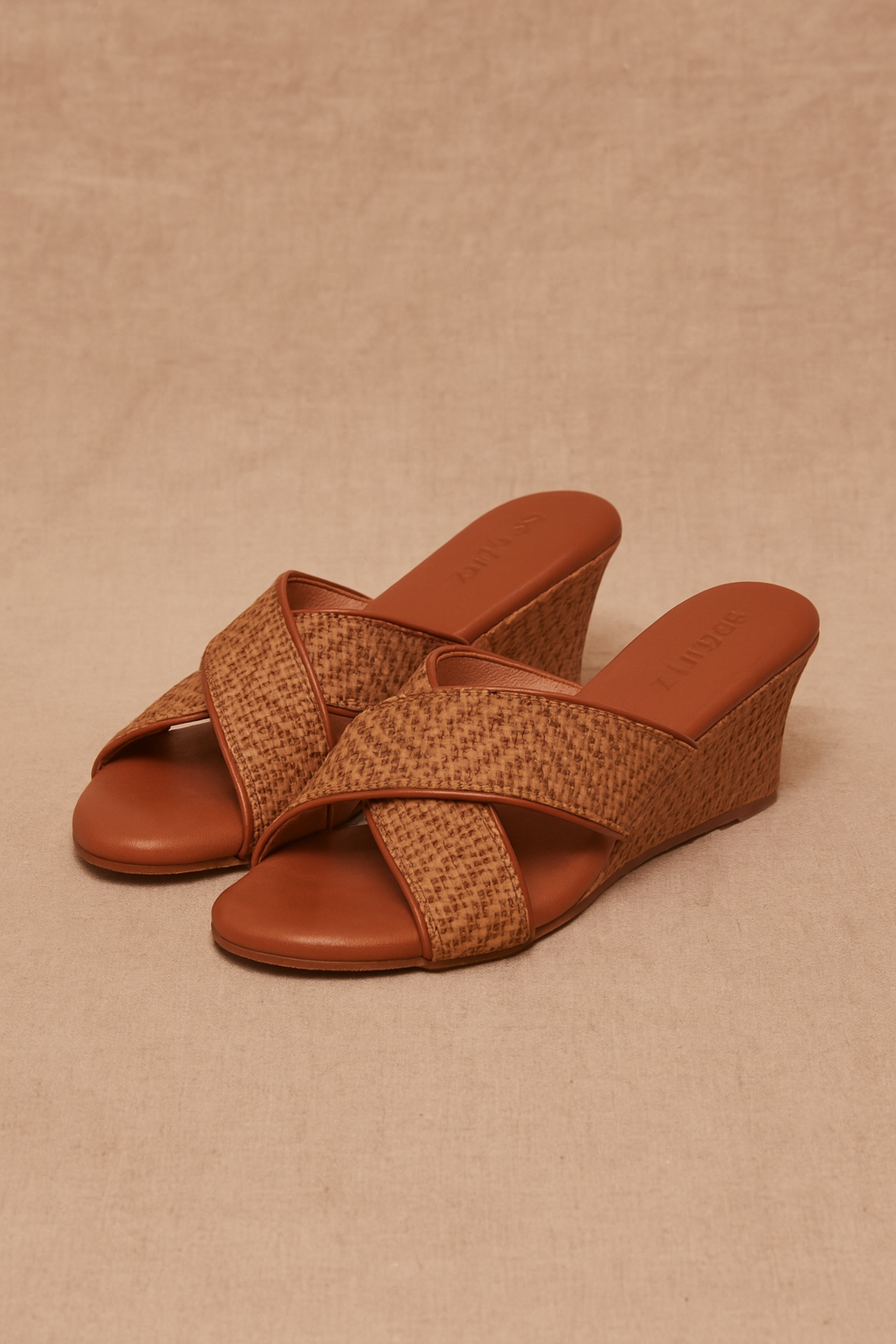 Modesta Tan Open-Back Comfort Wedges