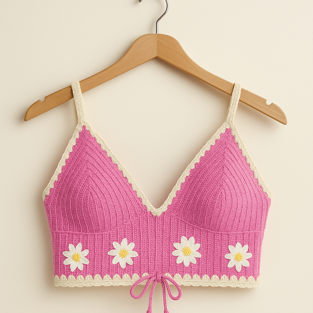 Handcrafted Daisy Knit Bralette Top