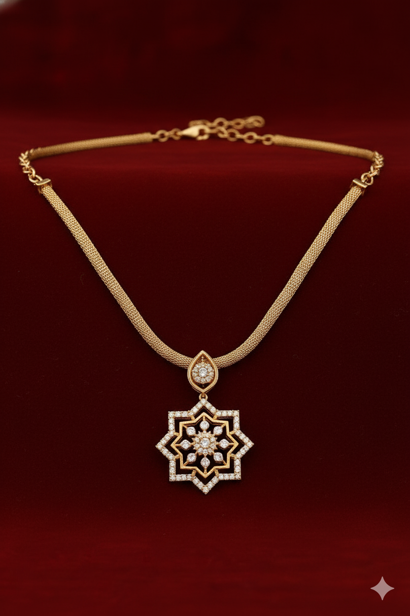 Graceful Gold-Toned Brass Jewellery Set with Crystal Accents
