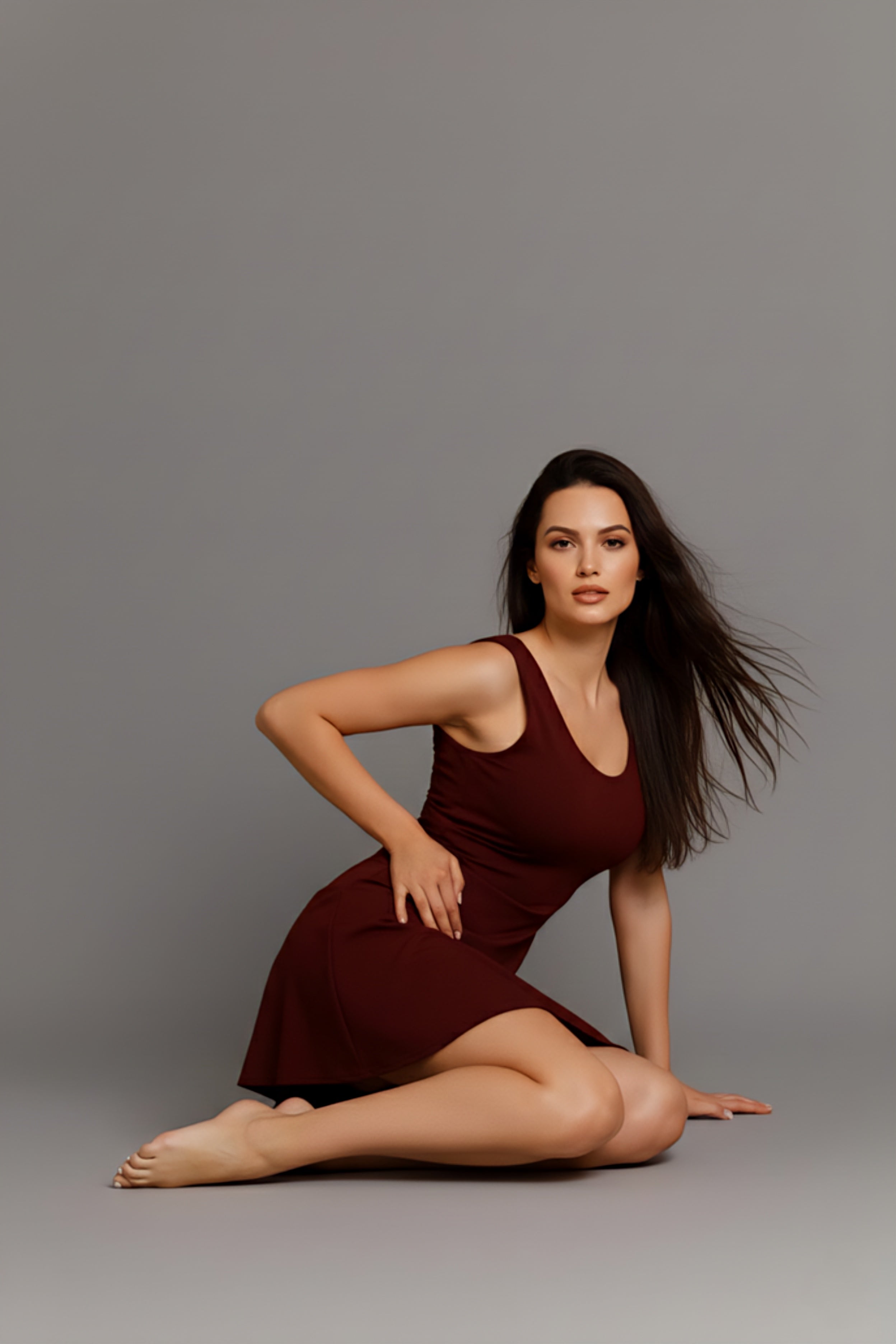 Stylish Burgundy Swim Dress for Women – Comfortable & Quick-Dry Design