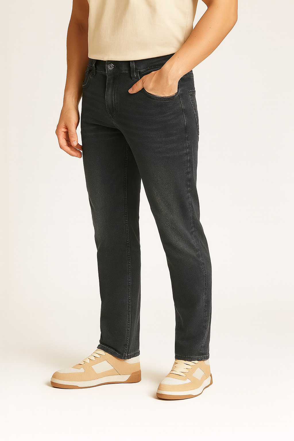 Dark Wash Straight Fit Stretch Jeans for Men