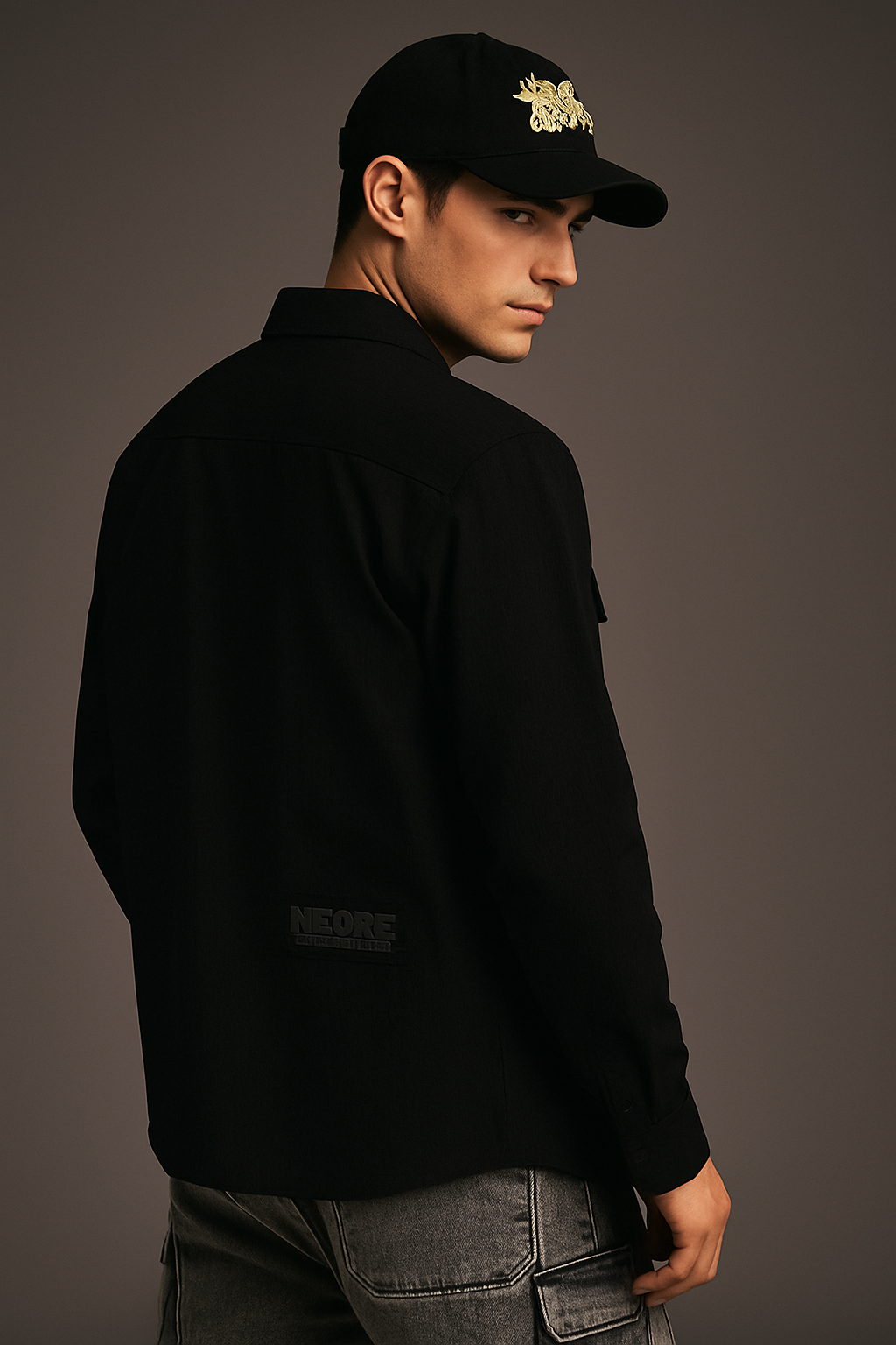 Men’s Classic Black Utility Pocket Shirt – Smart Casual Edition