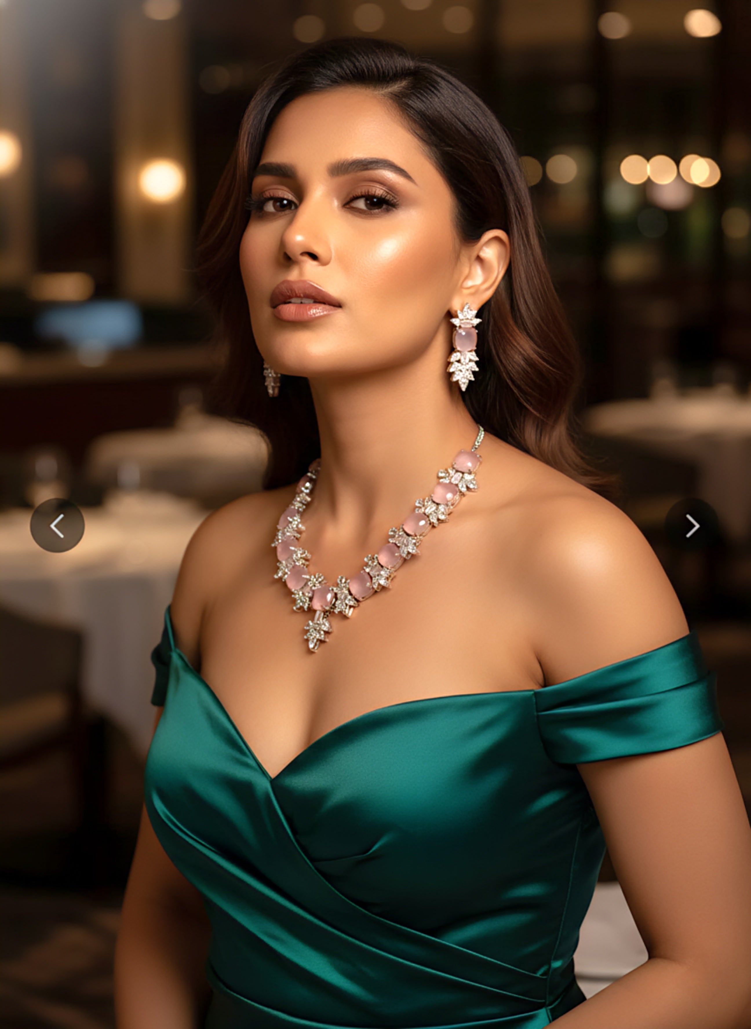 Premium Silver-Plated American Diamond Jewellery Set