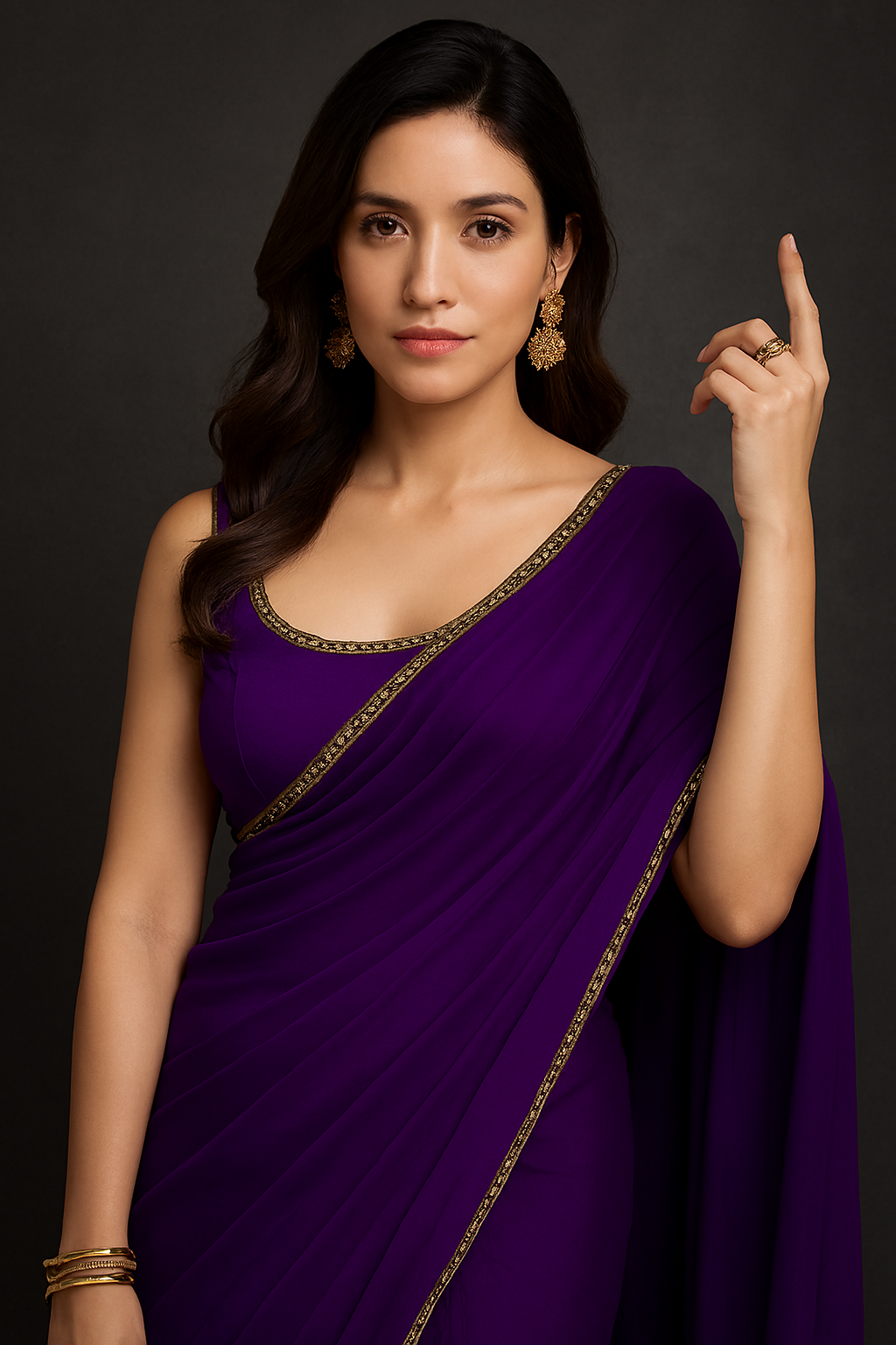 Elegant Purple Georgette Saree with Mirror Lace Detailing – Perfect for Weddings & Festive Occasions
