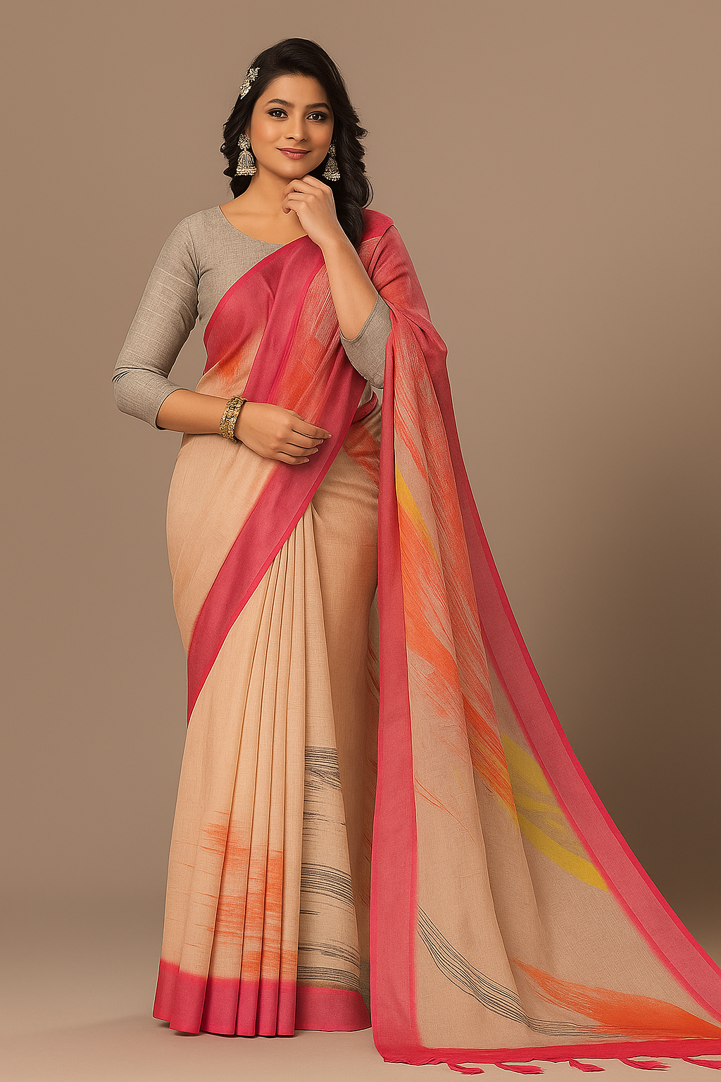 Selara’s Soft Touch – Linen Elegance Saree