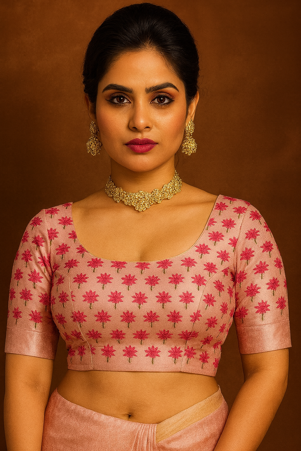 Pastel Pink Ikat Art Silk Saree with Floral Weave & Unstitched Blouse Fabric