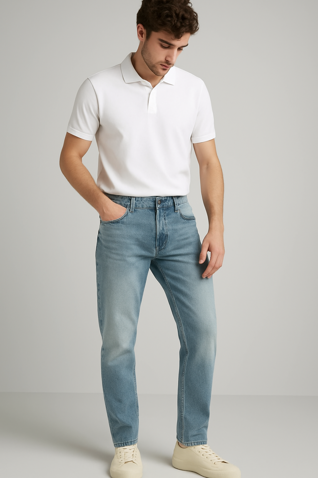 Light Blue Slim Fit Stretch Denim Jeans