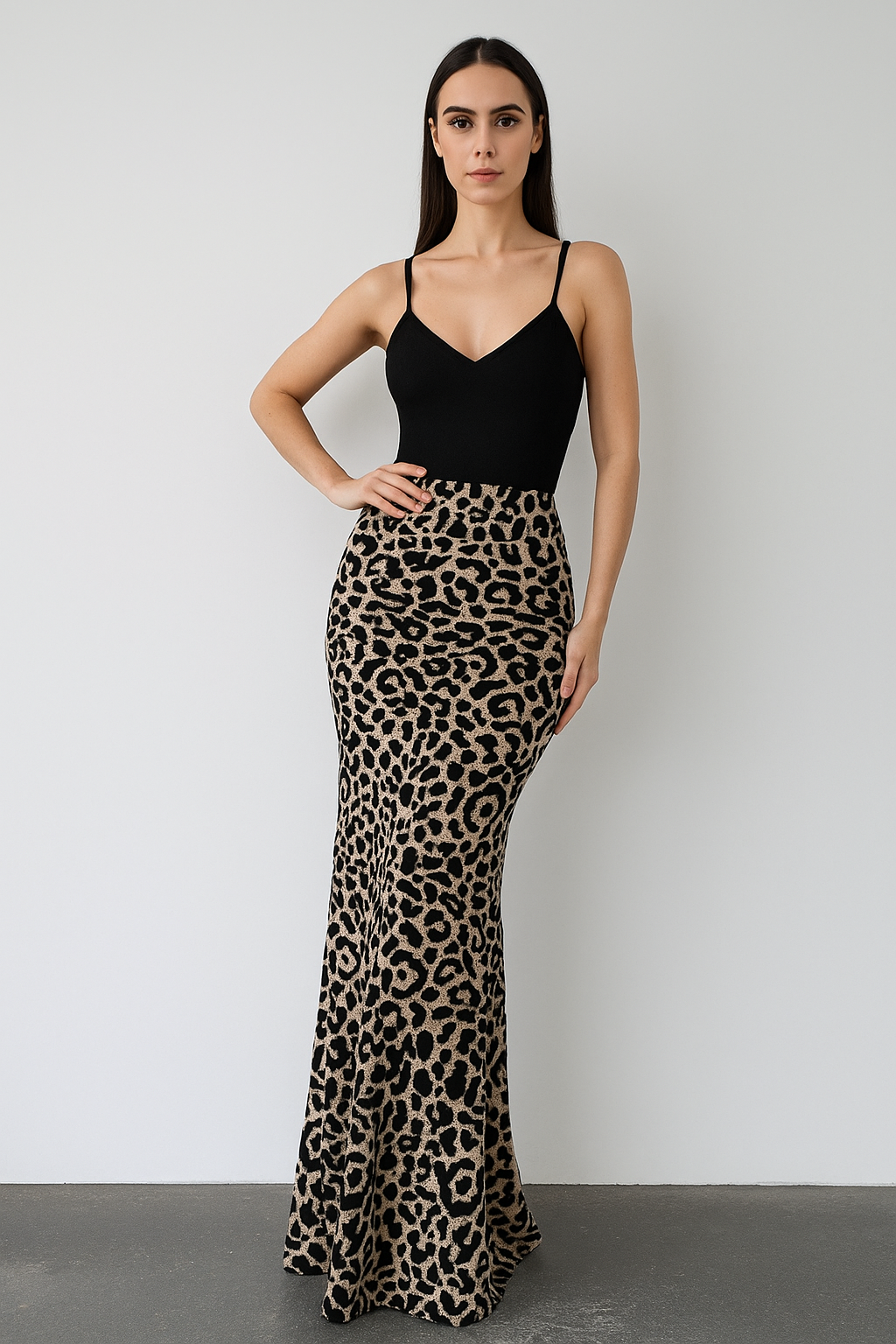 Leopard Print Bodycon Maxi Dress – Spaghetti Strap V-Neck | Luxe Eveningwear