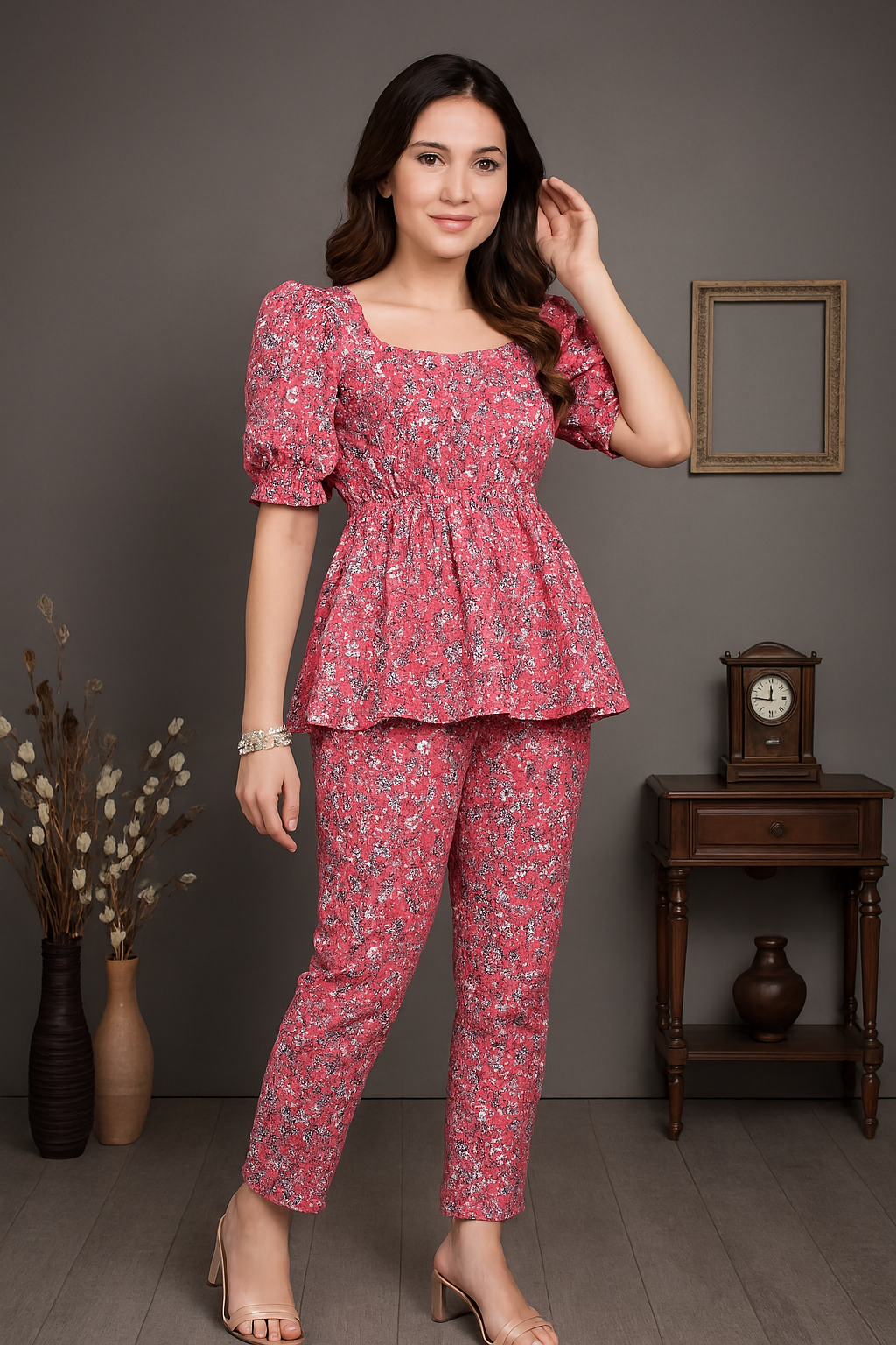 Mudra Crepe Cord Set (Top & Bottom)