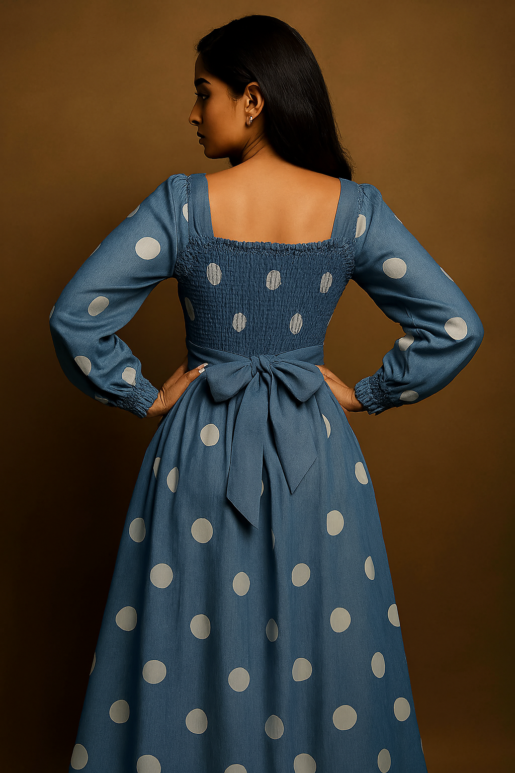 Elegant Printed Crepe Dress – Women’s Long Sleeve Edition